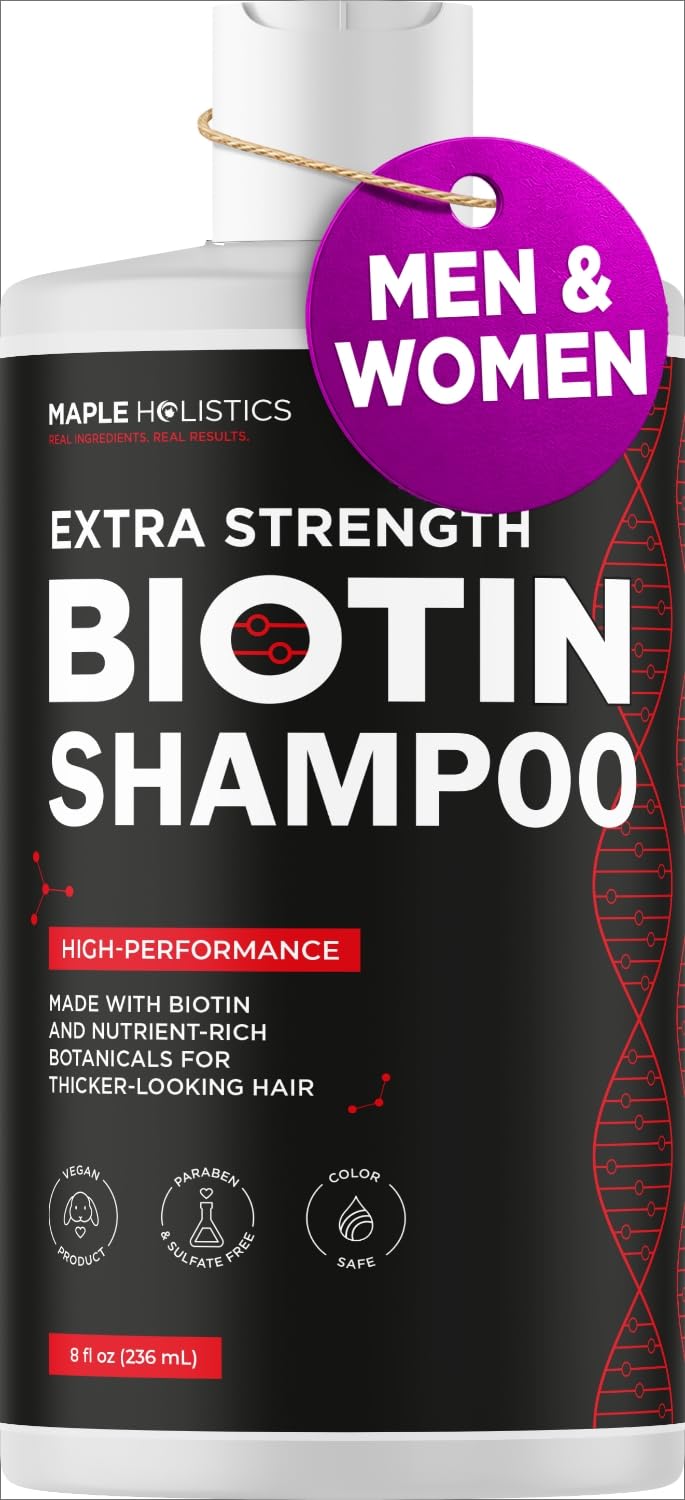 Ultra Biotin Shampoo for Thinning Hair - Extra Strength Volumizing Shampoo for Men and Women with B Vitamins and Rosemary Essential Oil - Sulfate Free Shampoo Biotin Formula for Hair and Scalp Care