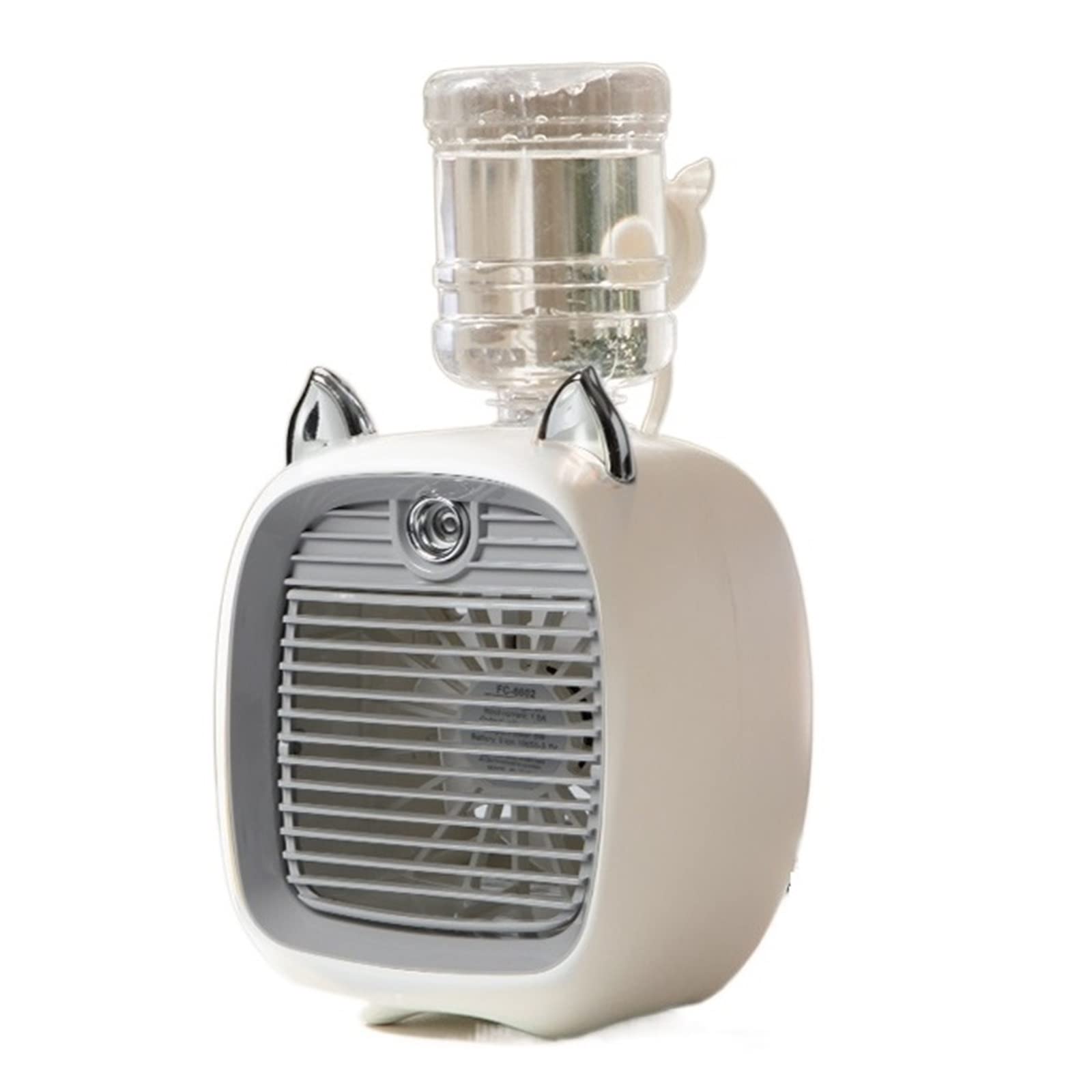 Cczrd Grey Sliver Ears 2400Mah Mini Air Conditioner Portable Desktop Fan Humidifier Purifier 3 Speed 2 Mode Spray Usb Table Car Home Camping Travel Airflow Comfort Refreshing Breeze(Grey Sliver Ears)