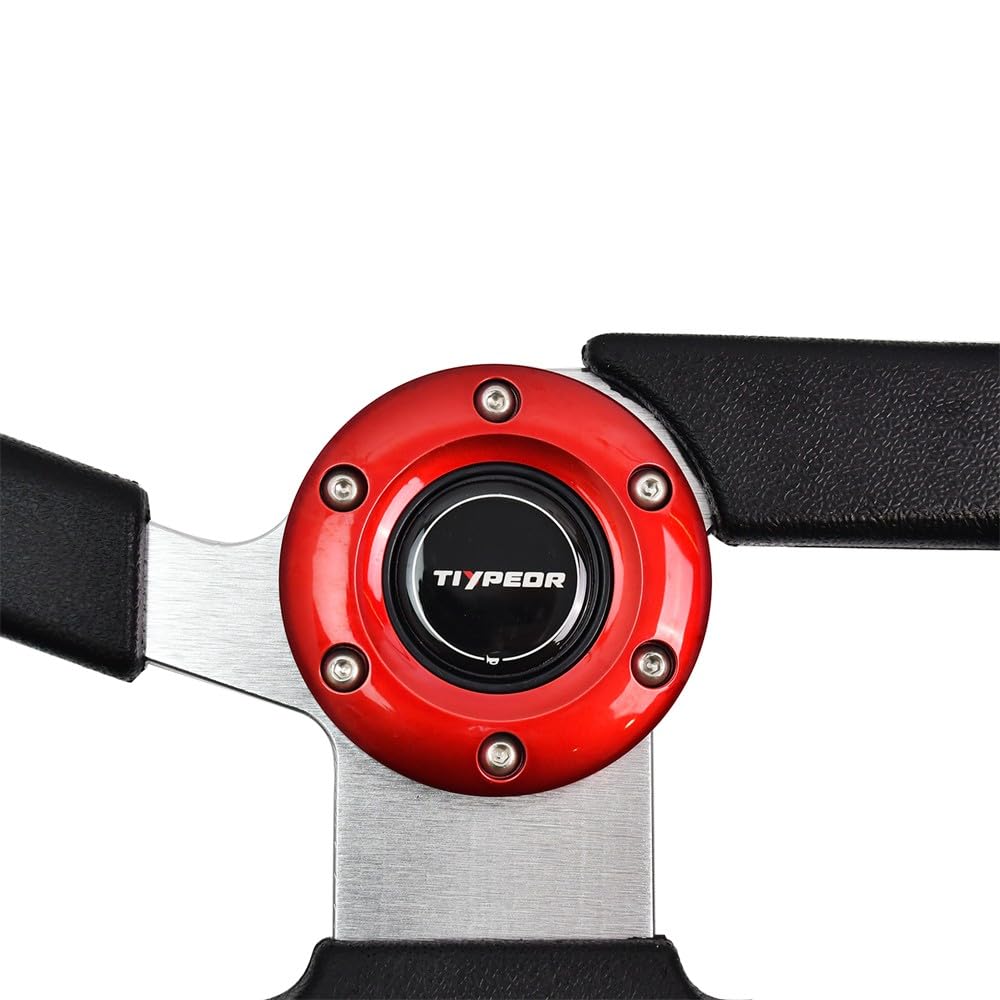 JDM Sports - Volante da corsa piatto in lega di alluminio cromato, 320 mm, 320 mm, 3 raggi e 6 fori per corse Drift, giochi, golf cart, auto sim driving, JDM Sports