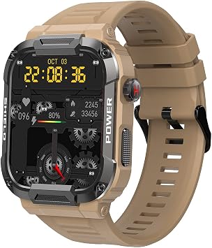 Mens Smartwatch, 1.85-inch Large Display, Android-Enabled Smart Fitness Watch, Takes and Makes Calls Yellow