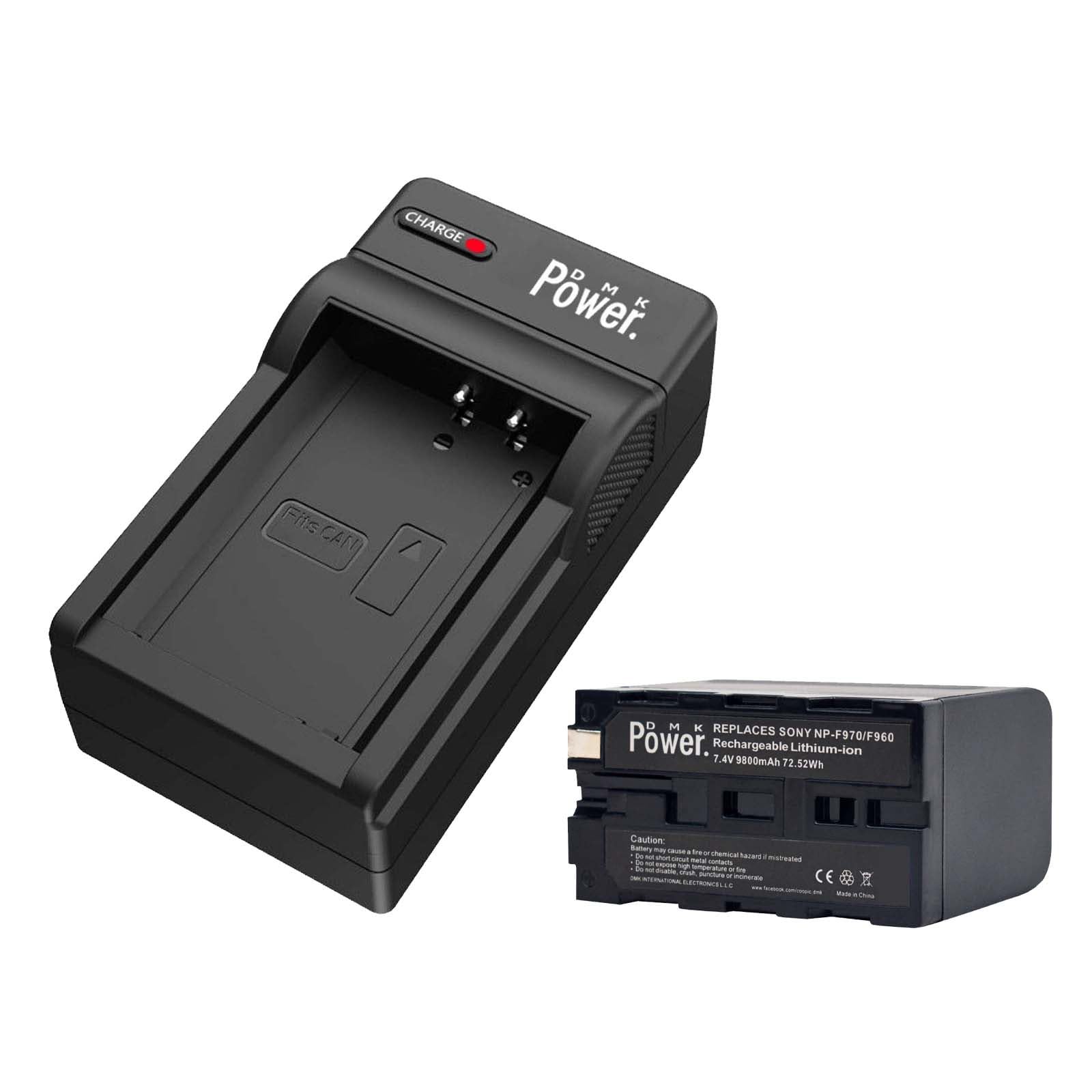 DMK Power NP-F970 Battery (9800mAh) with TC600E Charger for LED Video Light & Monitor