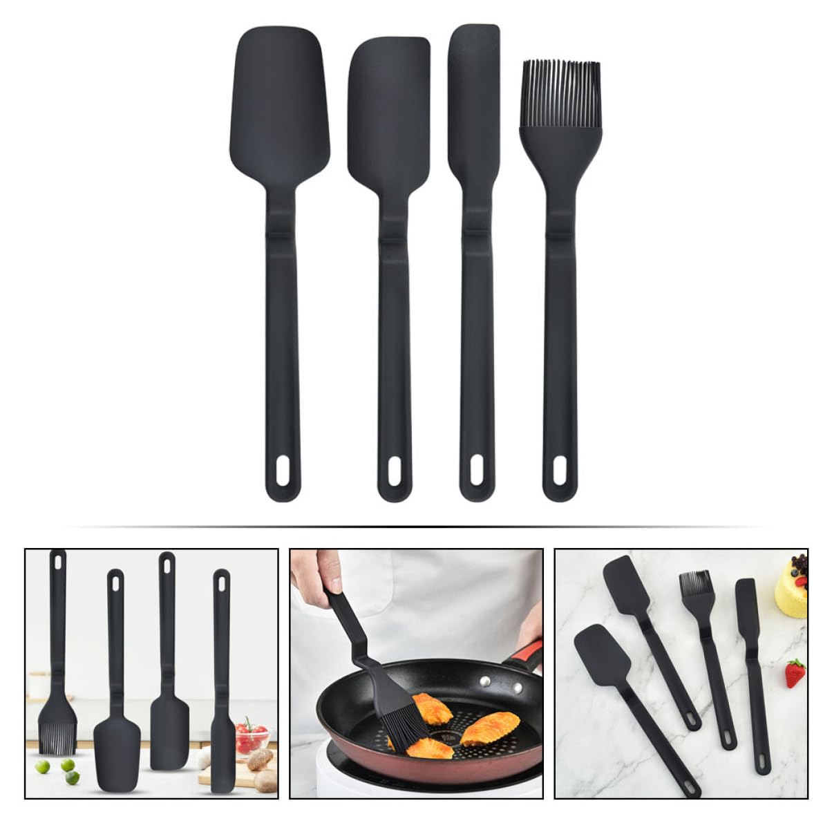 1 Satz Küchen Backwerkzeug Set Teiliges Silikon Spatel und Öl Pinsel Set für Backen Hitzebeständig Ergonomischer Griff Einfach zu Reinigen zum Dekorieren von Kuchen und Desserts