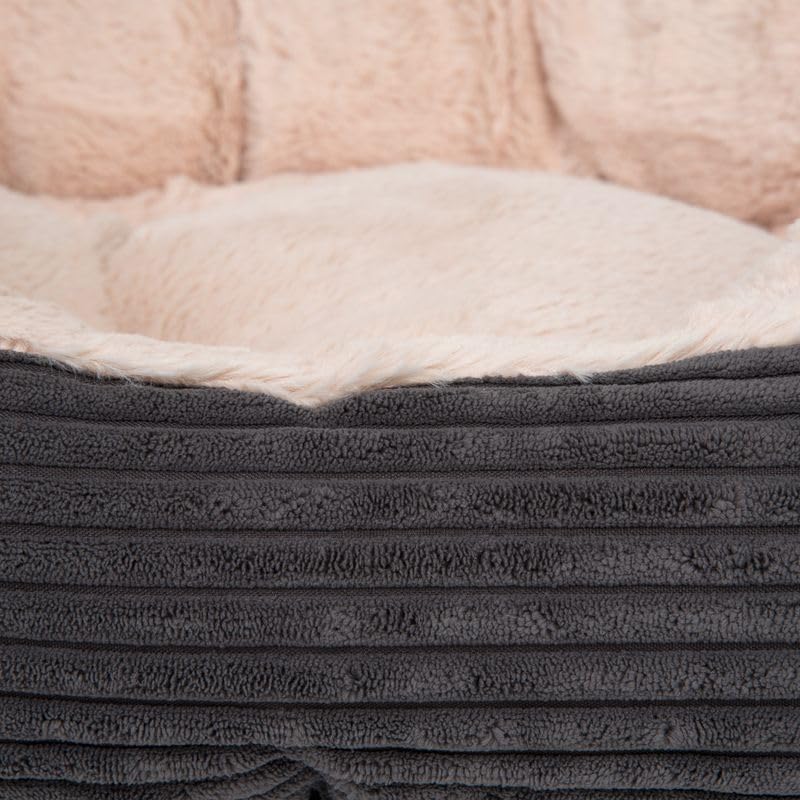 ZOOPLUS Kuschelbett Cozy Cord | Breitcord-Optik | mit hohem Rand & abgesenktem Einstieg | bei 30°C waschbar | dunkelgrau (L - L 81 x B 63 x H 18 cm)