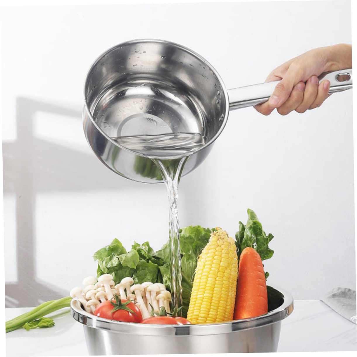 Cucharas de madera for cocinar, cuchara de acero inoxidable, cucharón for servir, gotero de cocina, cuchara for wok, cucharón de cocina, taza for enjuagar el baño, cuchara for sopa(36.00X18.00X7.00CM)