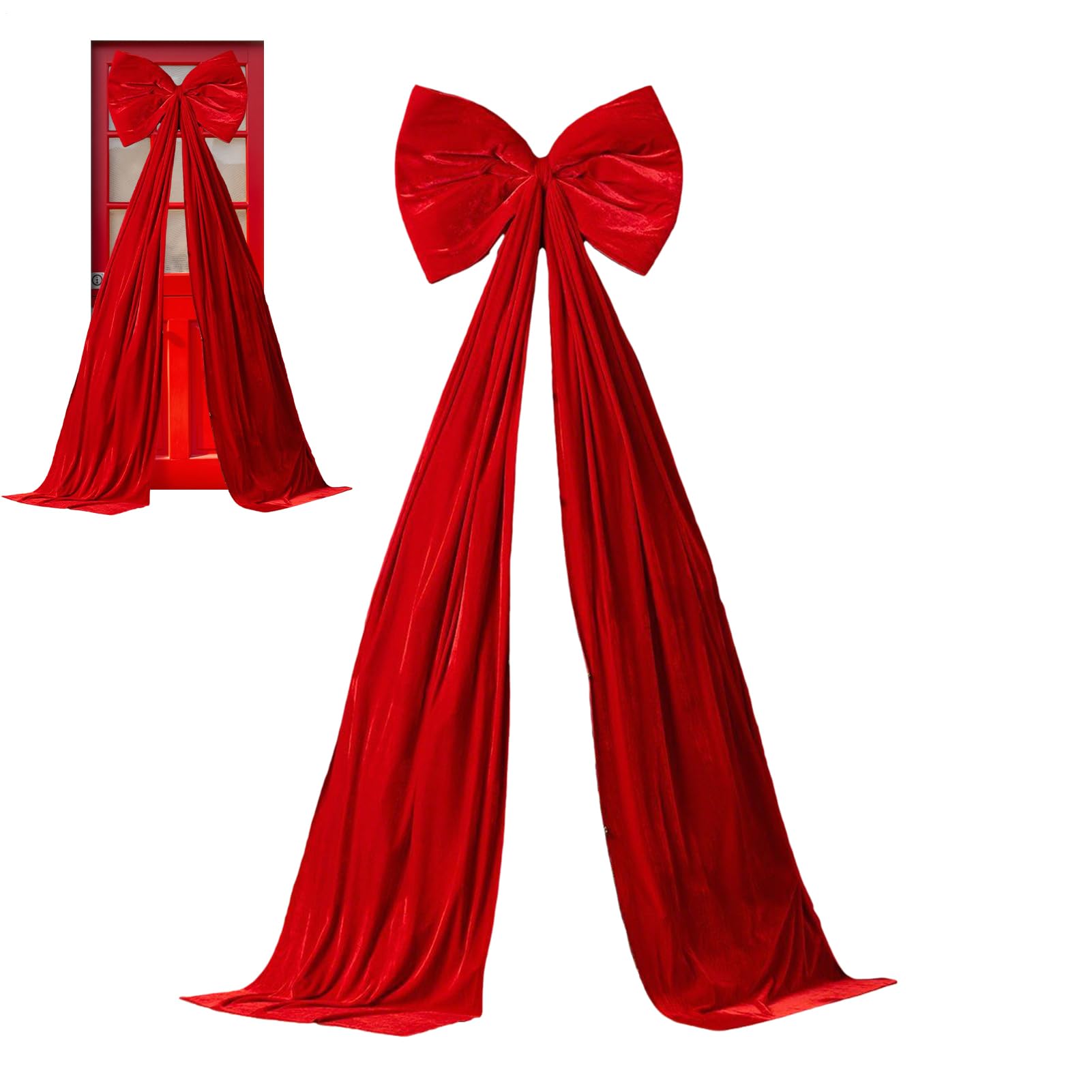 Grandi fiocchi di velluto per l'albero di Natale – 51 x 180 cm per uso esterno extra grande velluto decorazione della stanza – Natale ornamento fiocco – per porta matrimonio fidanzamento compleanno