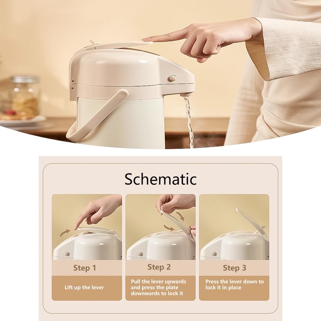 Carafe à café isotherme en acier inoxydable 2,2 L pour eau chaude/froide et boissons de fête, théière sous vide