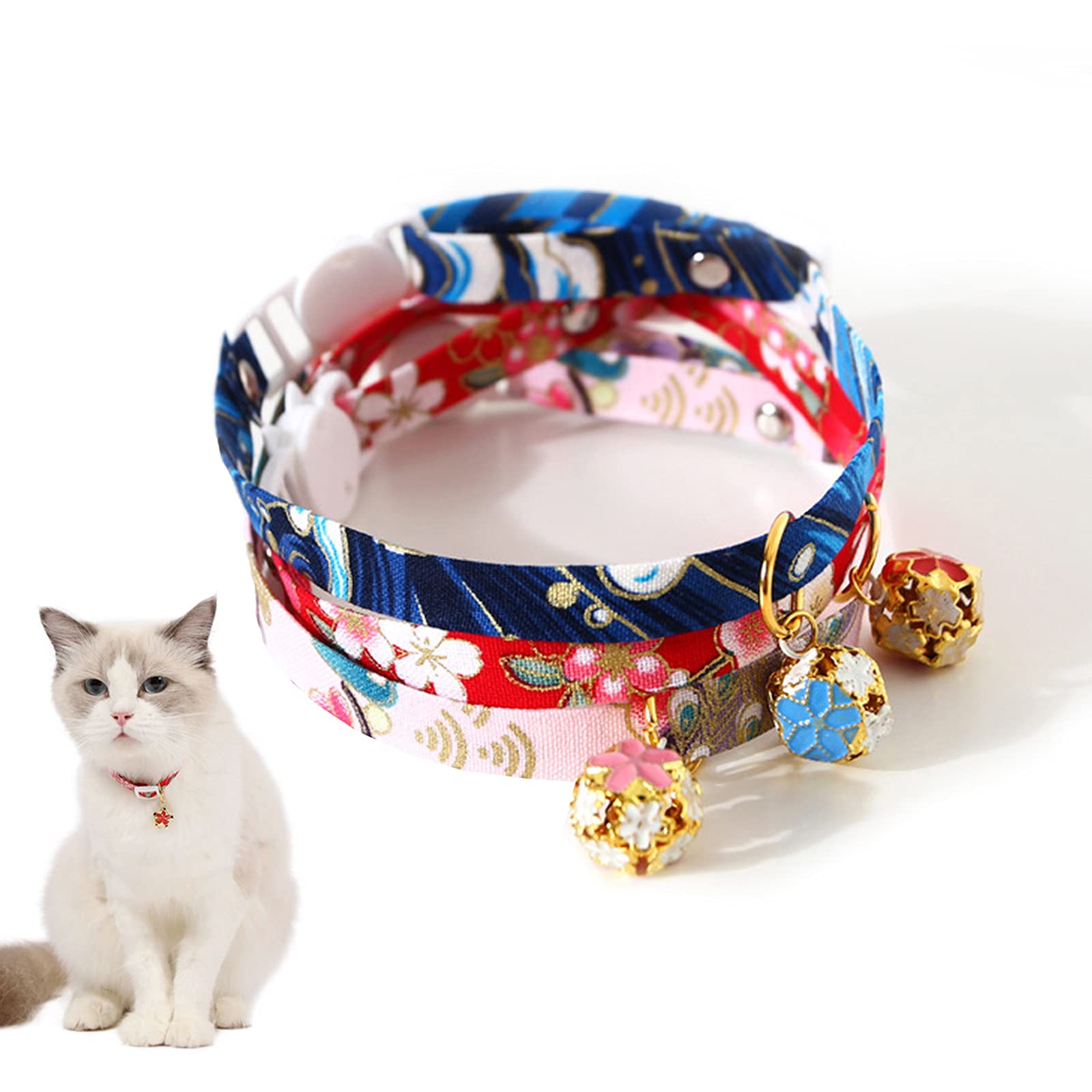 Amazon | Yurika 猫 首輪 和風 子猫用 首飾り かわいい 桜鈴付き  