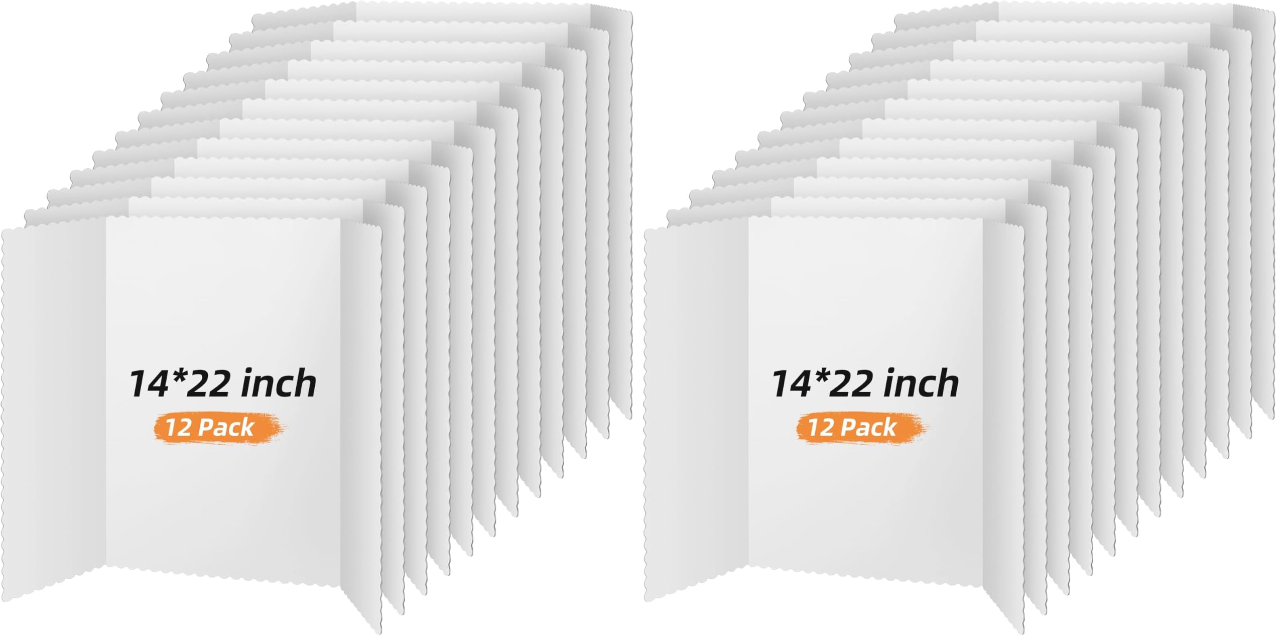 Henoyso 12 Pcs 14 x 22 Inch White Tri Fold Poster Board Bulk for Display (Pack of 2)