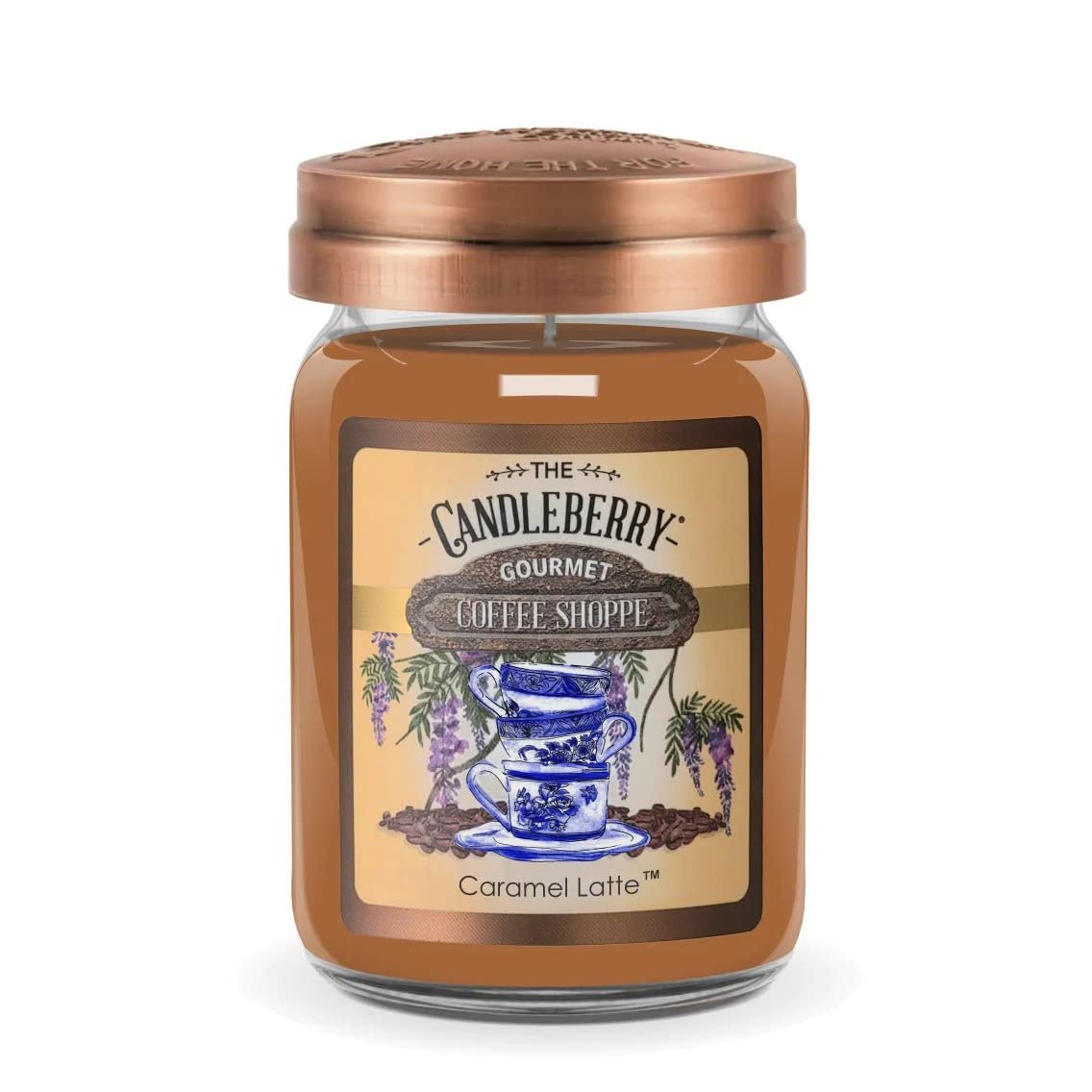 Candleberry Candles | Gourmet Coffee Shoppe Collection | Strong Fragrances for Home | Hand Poured in The USA | Highly Scented & Long Lasting | Large Jar 26 oz | (Caramel Latte)