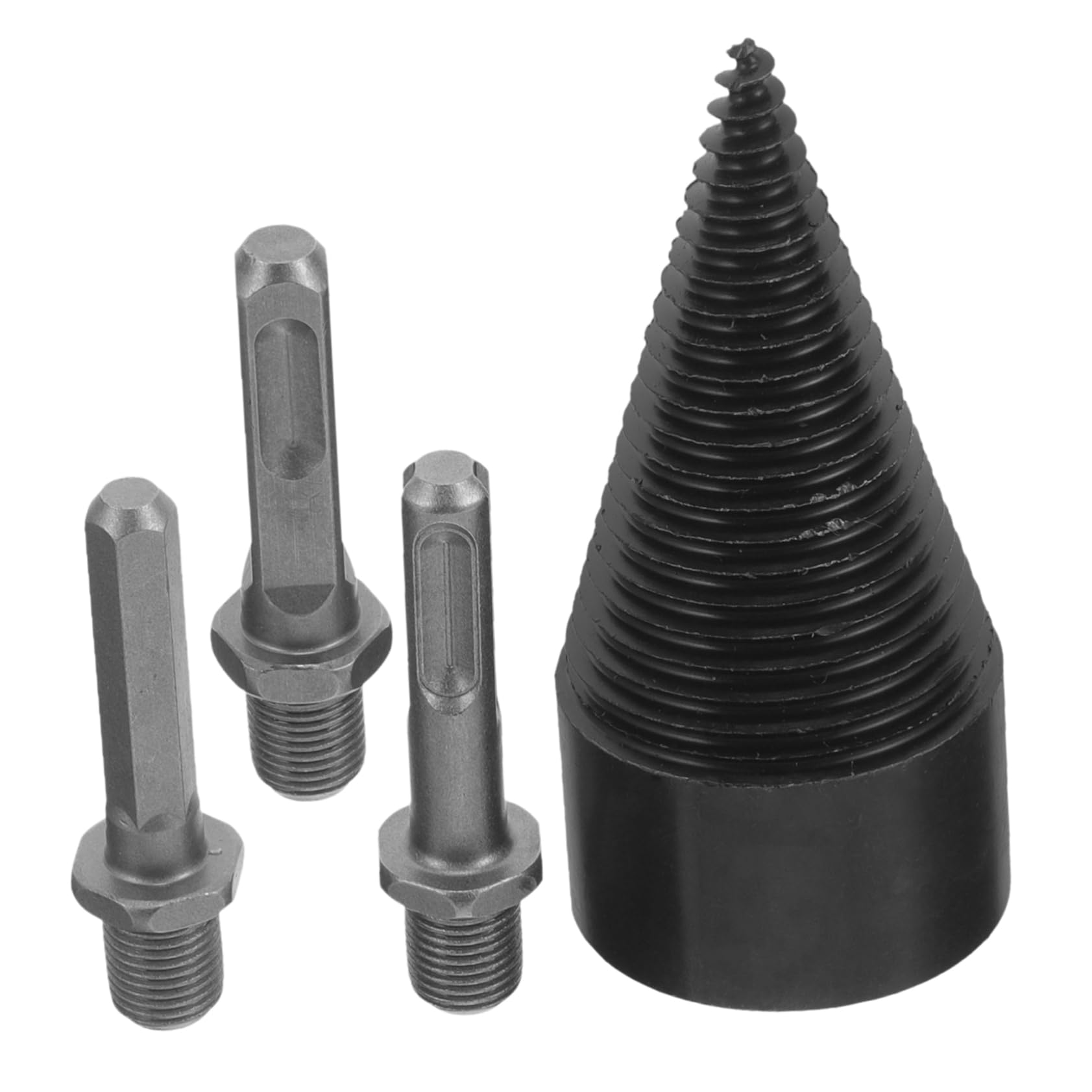 TOYANDONA Punta per Spaccalegna in Acciaio Nero, per Trapano Legna Ardere, Utensile per Legno, Prestazioni Stabili e Resistente alle Vibrazioni