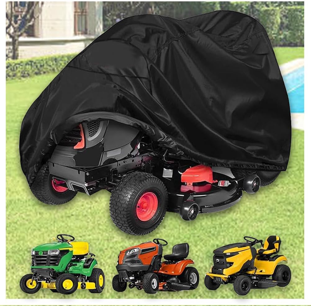 Outdoor Riding Lawn Mower Cover Waterproof & UV-Resistant 600D Heavy Duty Oxford Fabric with Adjustable Buckle Windproof & Tear-Resistant Dust Universal,Black,62 × 41 × 30 in