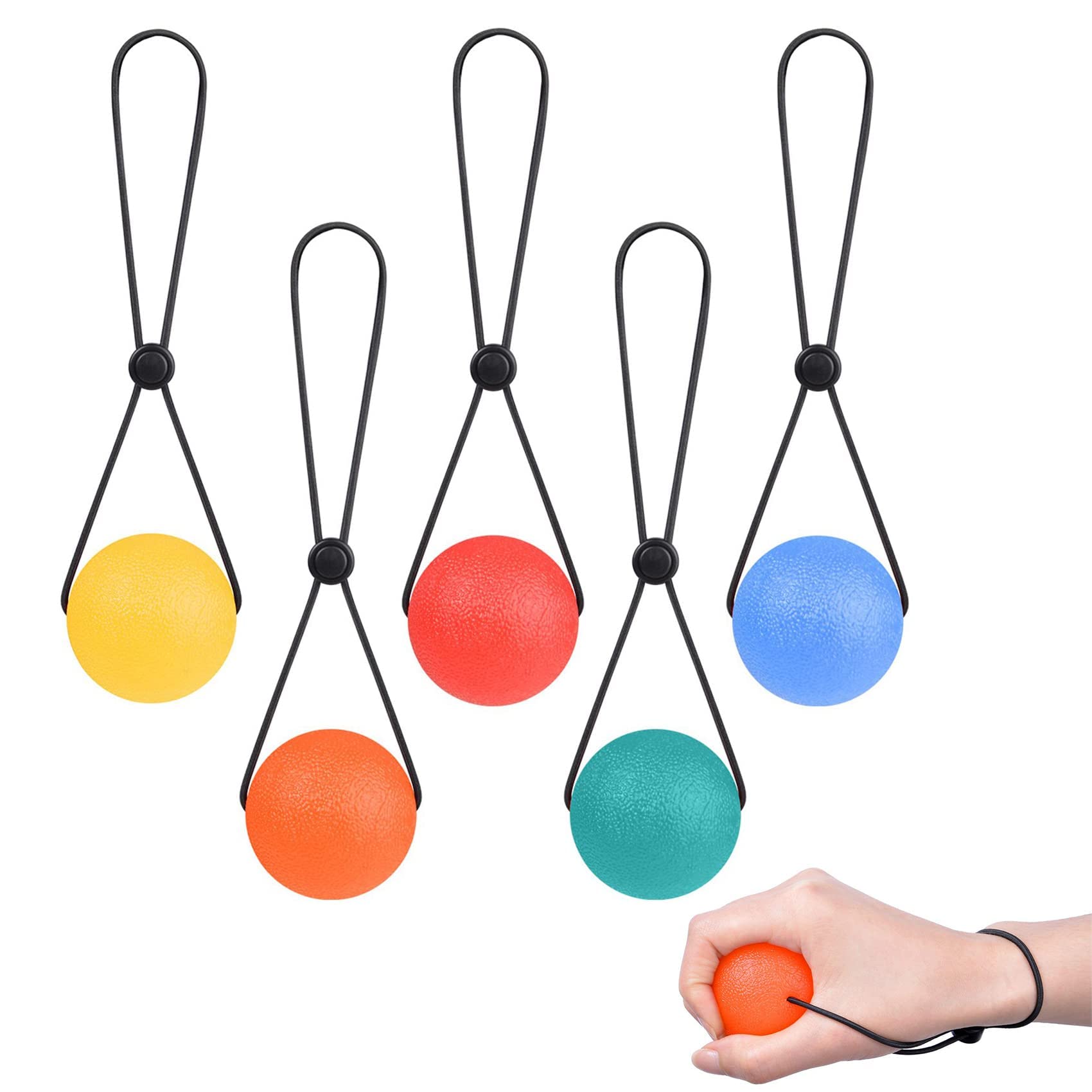 SYOSI Portable Stress Relief Balls for Hand Exercise and Grip Strengthening, 5 Pack Squeeze Balls for Tension Relief and Stress Management