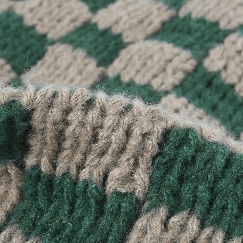 CORIRESHA Outdoor Plaid Beanie Cuff Unisex Winer Warm Soft Knit Hat - Image 3