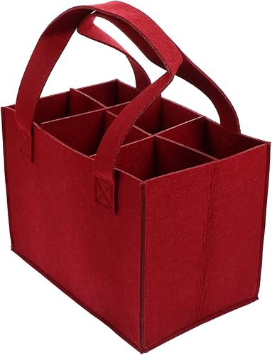Cabilock Portador de vino para 6 botellas con divisor, bolsa de almacenamiento de vino de fieltro portátil, plegable, caja de almacenamiento de vino