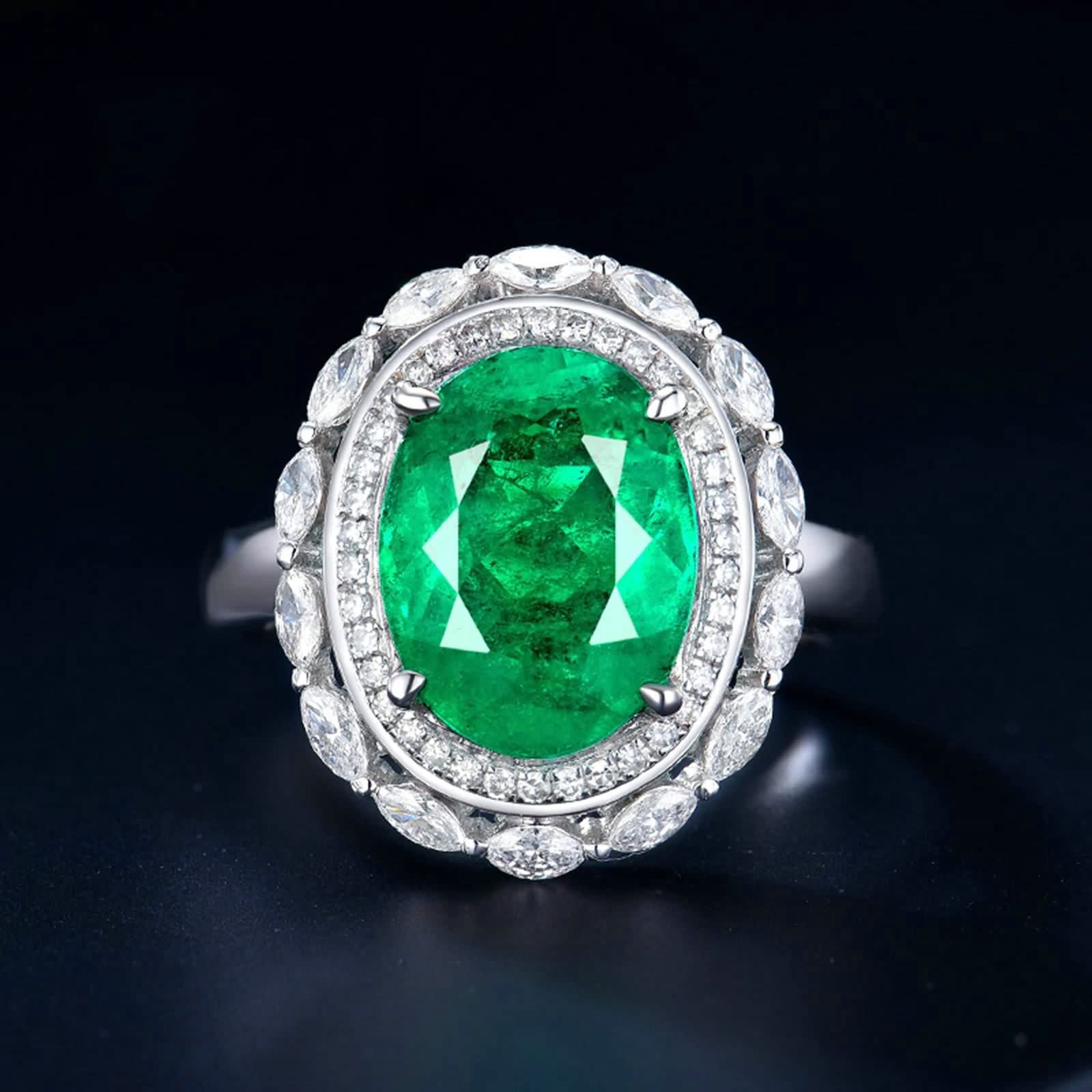 Anillos de Esmeralda, Sortijas Mujer Forma Oval Esposa Novia para Las Vacaciones de Aniversario Del Día de San Valentín
