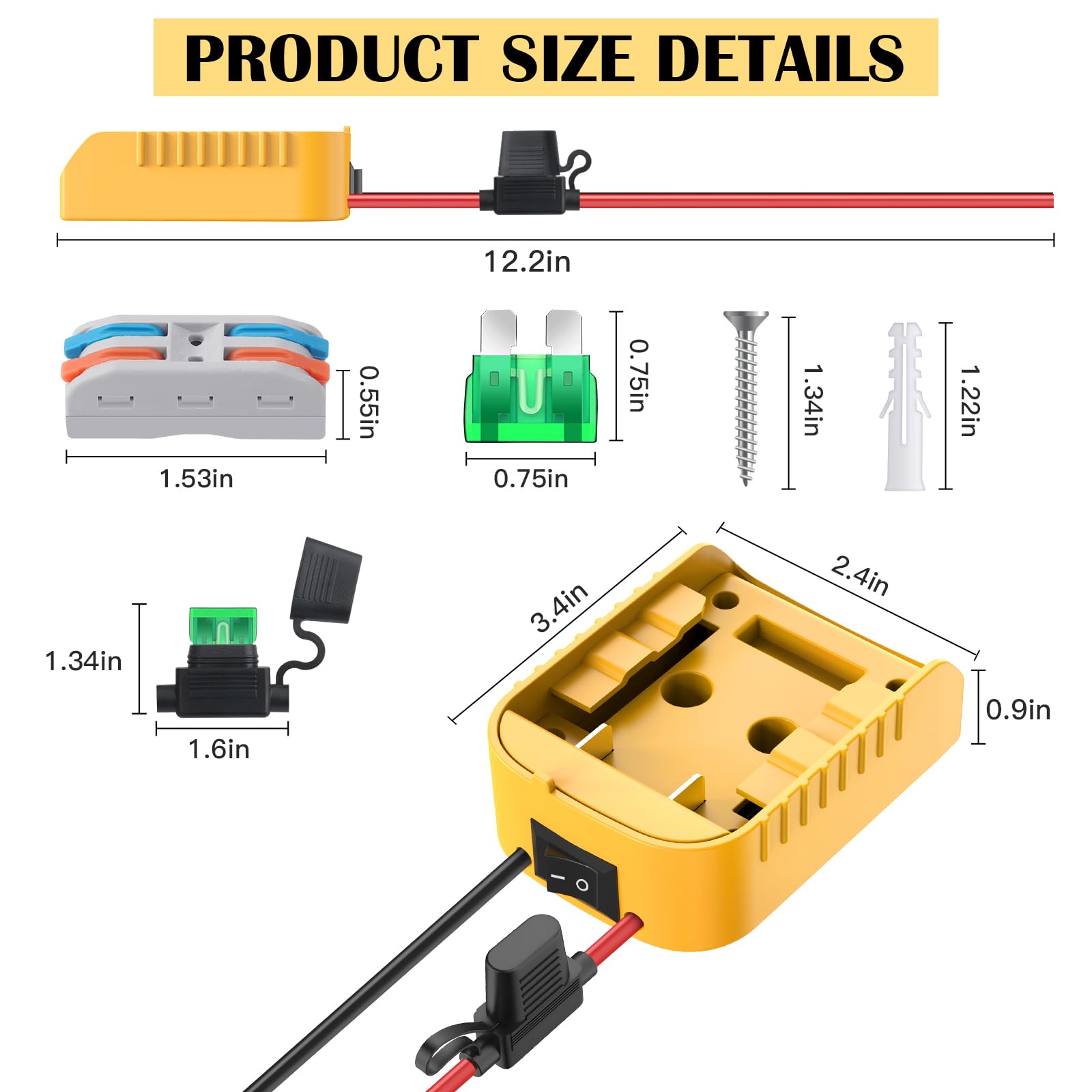 Paquete de 2 adaptadores de rueda eléctrica compatibles con batería Dewalt de 20 V, kit de conversión de energía para auto de juguete RC DIY, camión de paseo, herramienta eléctrica, conector de