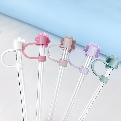 Miniatura 7 de Velaco Paquete de 6  Accesorio de dije de letra inicial en forma de corazón con cadena y fundas de popote de silicona para vaso Stanley 20, 30, 40