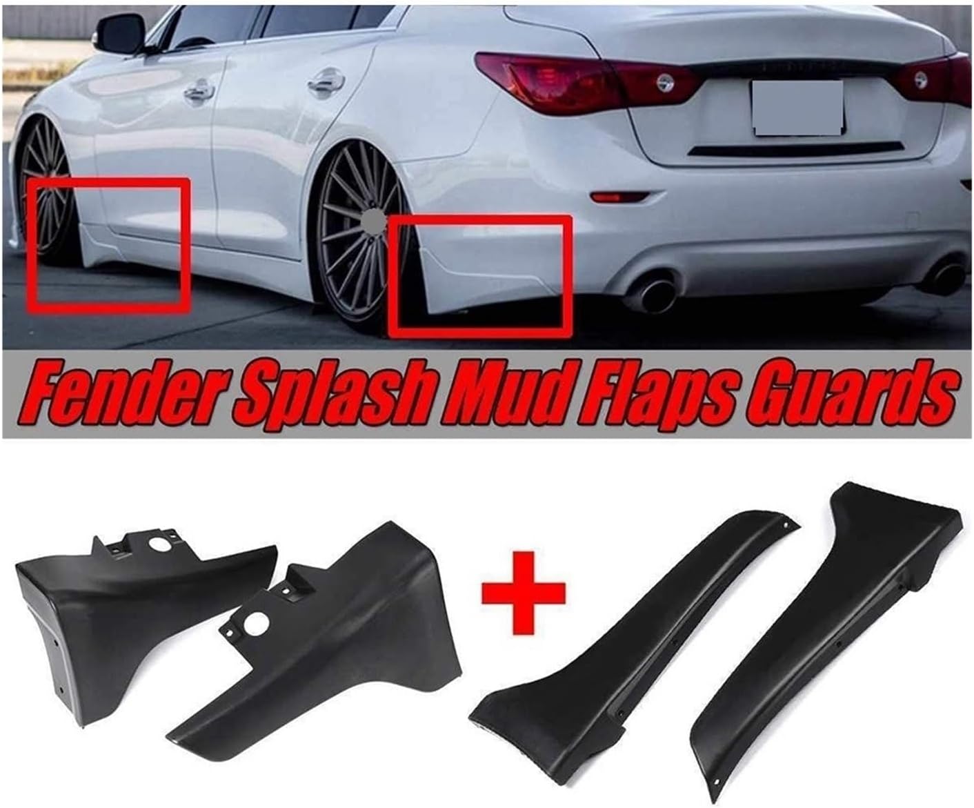 車用バンパーリップフェンダースプラッシュマッドフラップガードガードアングルコーナー保護インフィニティQ50 2014-2017フロン