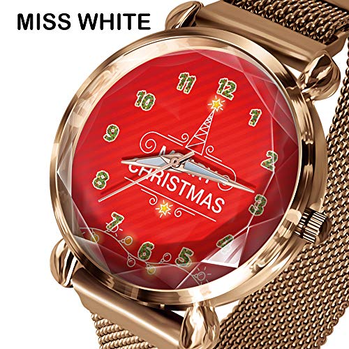 Ajcoflt Christmas Eve Letters Festive Fashion Student Feminino Trend Fecho magnético Relógio Gold Sh