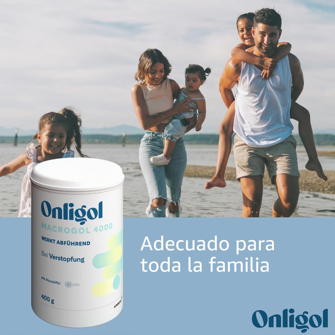 Onligol Macrogol 4000 - Ayuda suave y eficaz para el estreñimiento y el estreñimiento - con macrogol 4000 - sin aditivos ni azúcar, 400 g de polvo