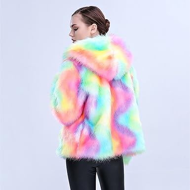 Fuzzy rainbow jacket Clearance