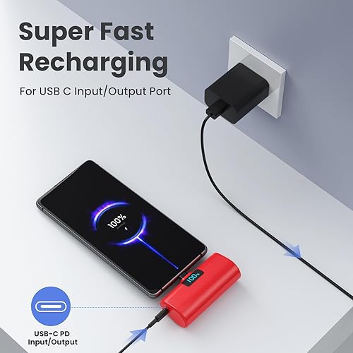 Miniatura 2 de Cargador portátil pequeño de 5200 mAh, cargador de batería PD USB C mejorado con conector USB-C integrado, pantalla LCD, compatible con iPhone 1515