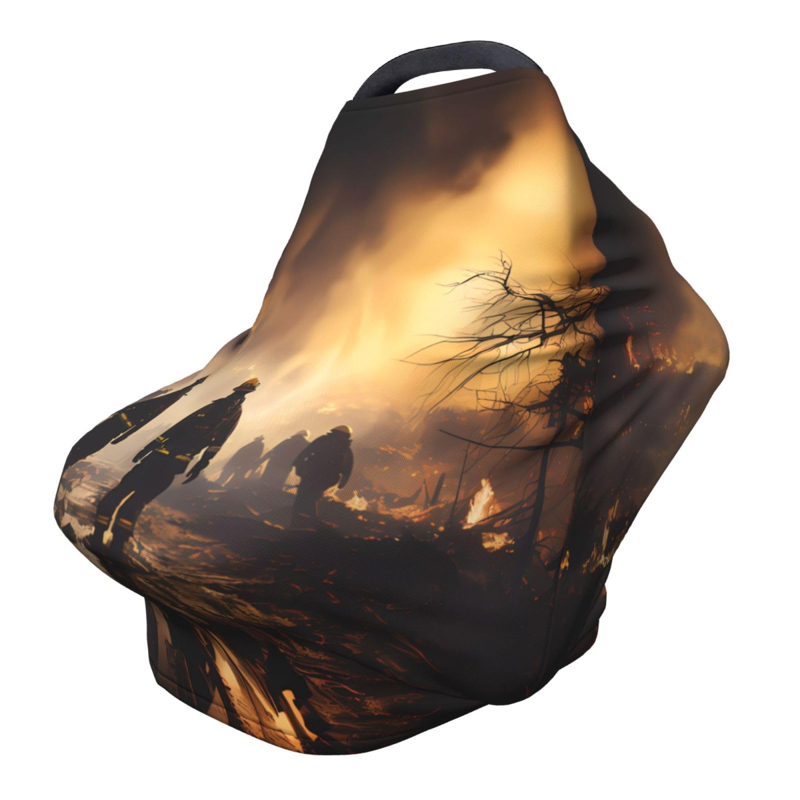 XZDHYZ Firefighters fighting fires Versatile full-print Stroller Chair Cover/Nursing Cover, specially designed for your baby, Black