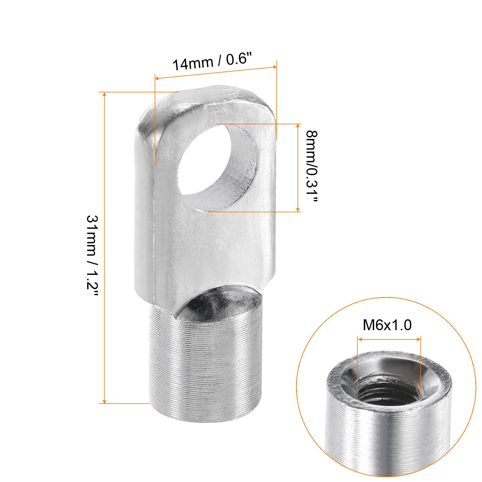 QUARKZMAN Conector de Articulación de Resorte de Gas M6X11mm, Hembra, de Acero Plateado, 15 Unidades