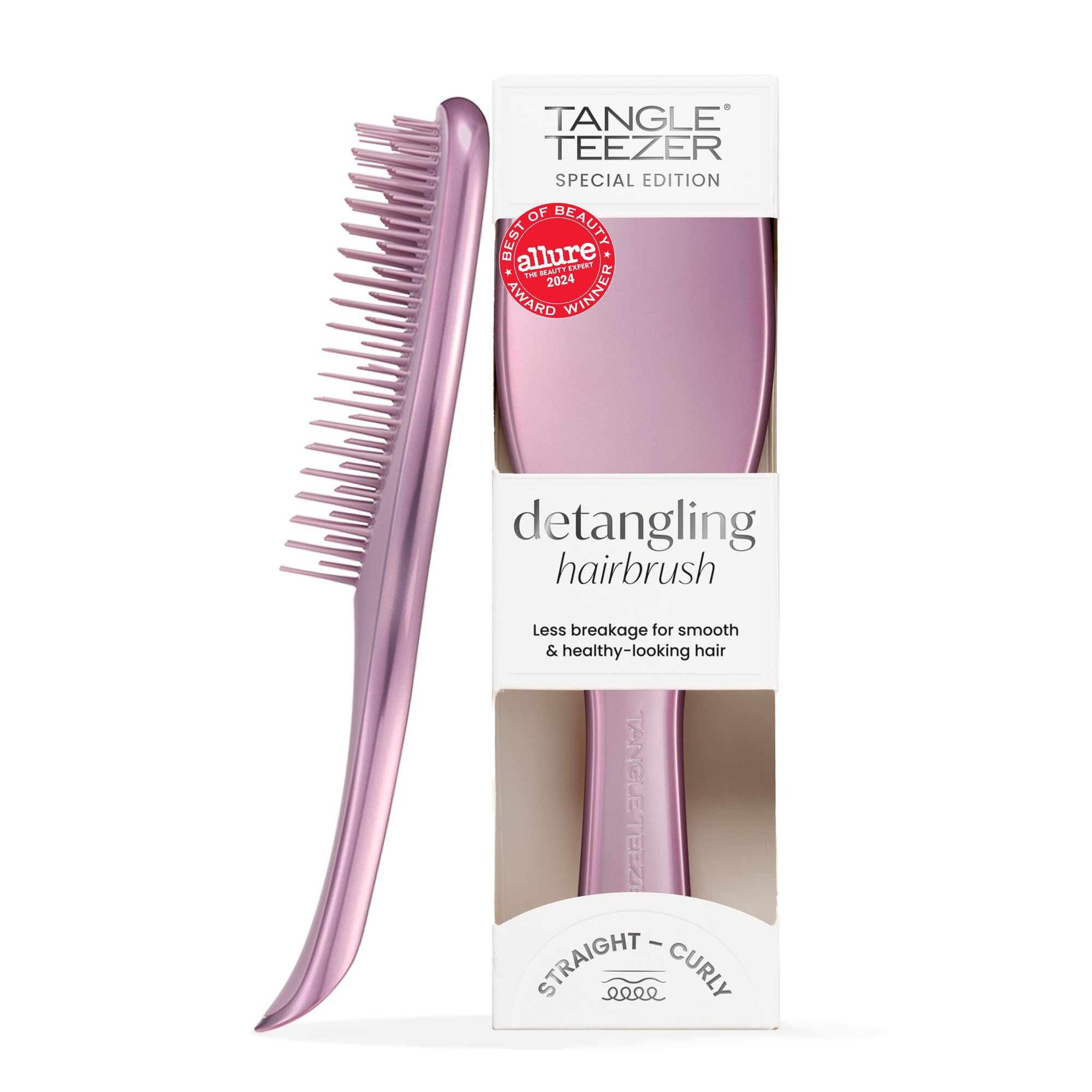 Tangle Teezer Ultimate Detangler Chrome Hair Brush | For Wet & Dry Hair | Detangles All Hair Types | Reduces Breakage & Eliminates Knots | 2 Tooth & Comfortable Handle | Mauve Copper