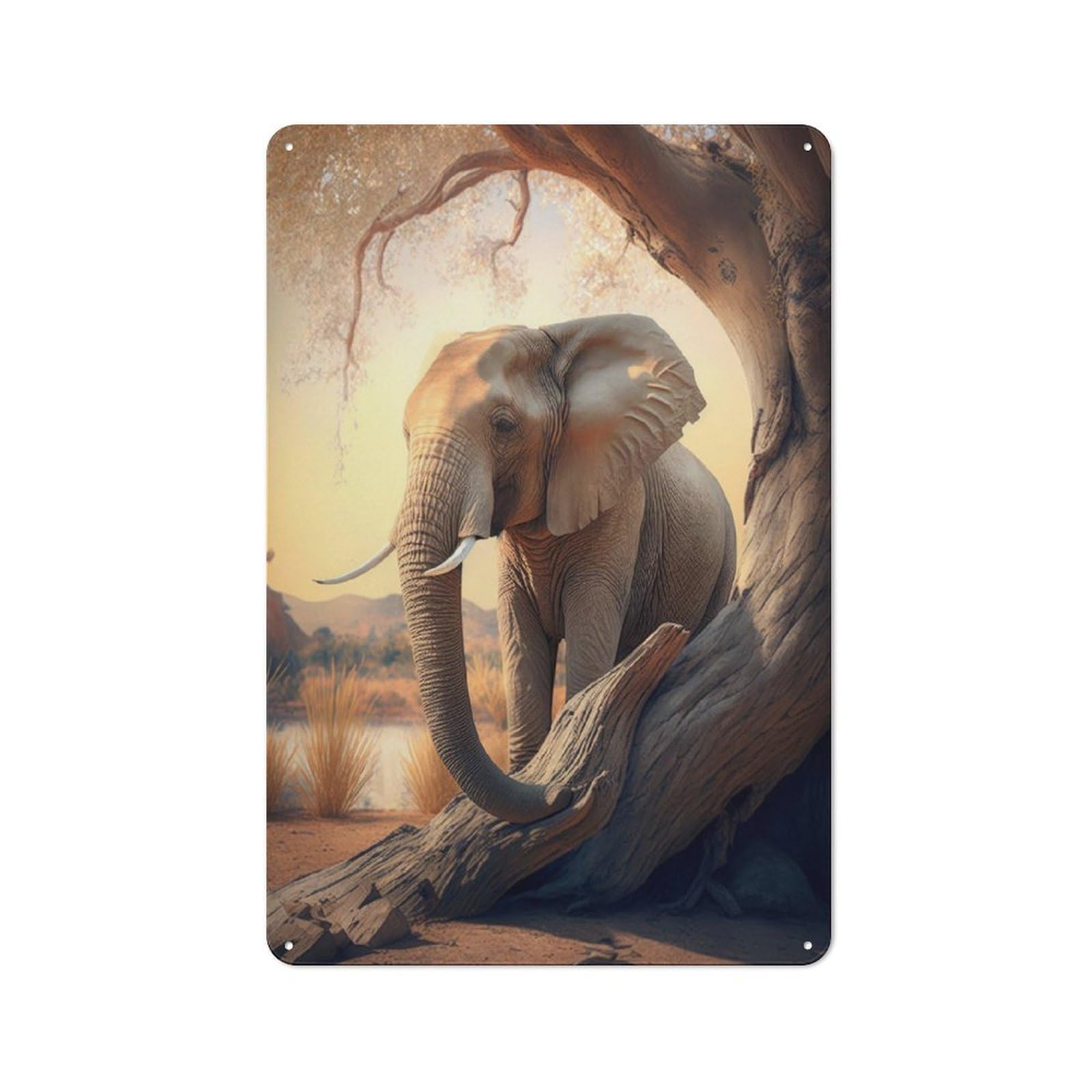 Junmoney Safari Elephant Nature Vintage Metal Sign 30X20cm For Lounge Or Reading Corner, For Garage, Workshop And Man Cave Decoration