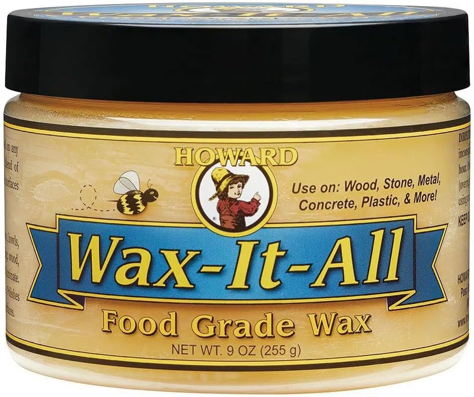 Howard Multi Purpose Wax Polish with Beeswax and Carnauba for Wood Furniture, Stone Countertops, Metal Surfaces, Cleans, Conditions & Protects 255ml