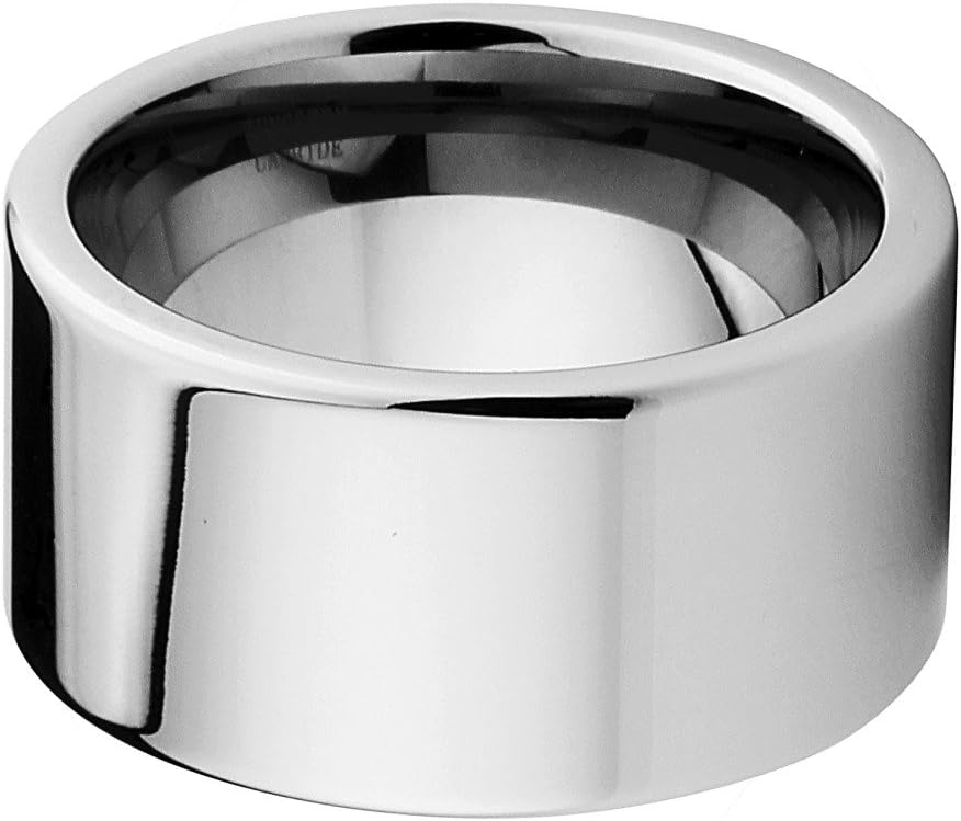 GoldenMine 12mm Flat Tungsten Comfort-fit Wedding Band Ring (Size 8 to 15)