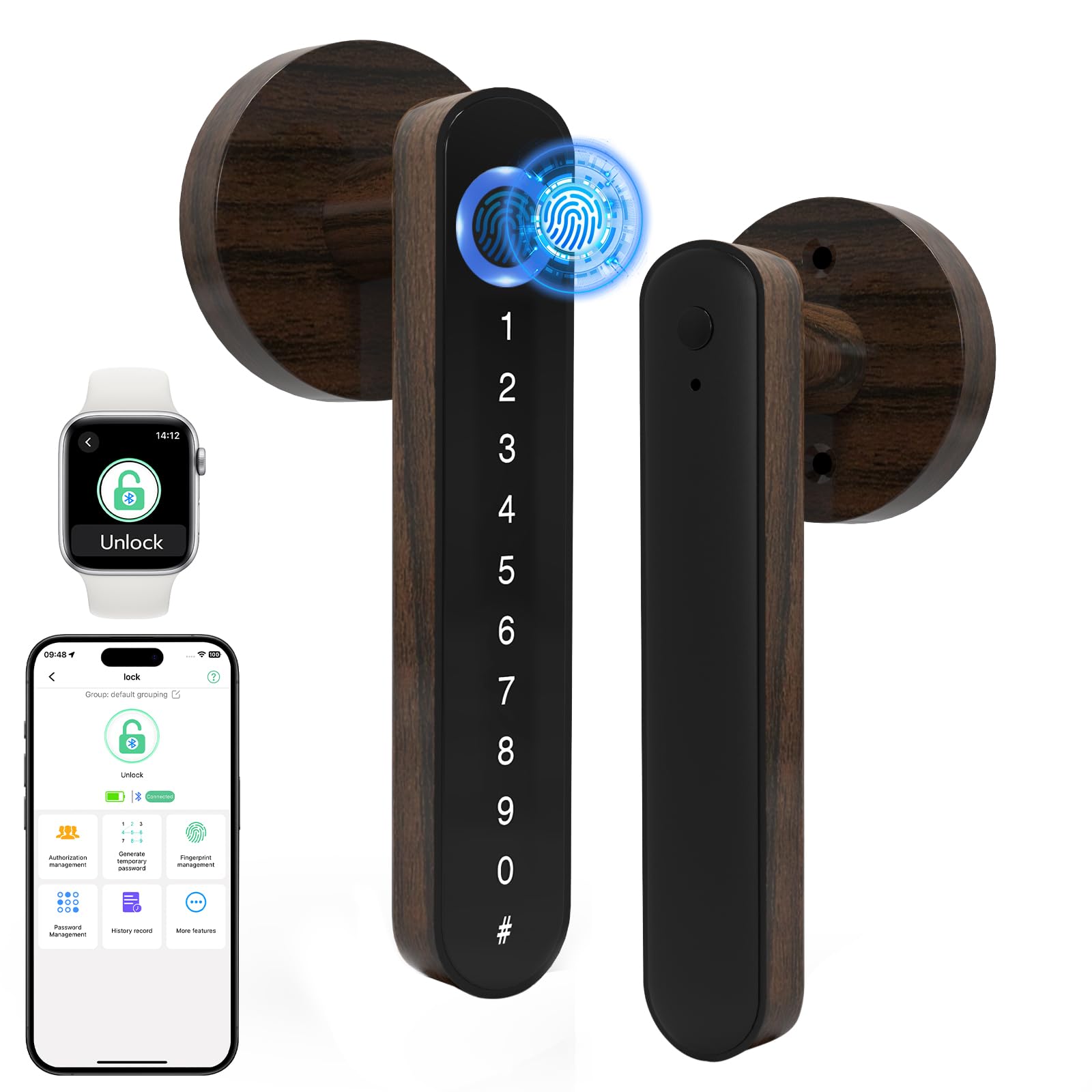 Dhiedas Smart Fingerprint Door Lever H8 and its components