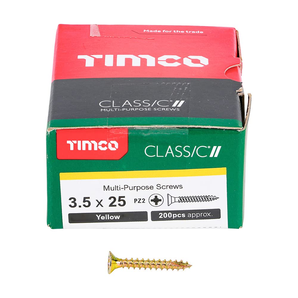 TIMCO Classic Multi-Purpose Screws - PZ - Double Countersunk - 3.5 x 25 - Gold - Box of 200