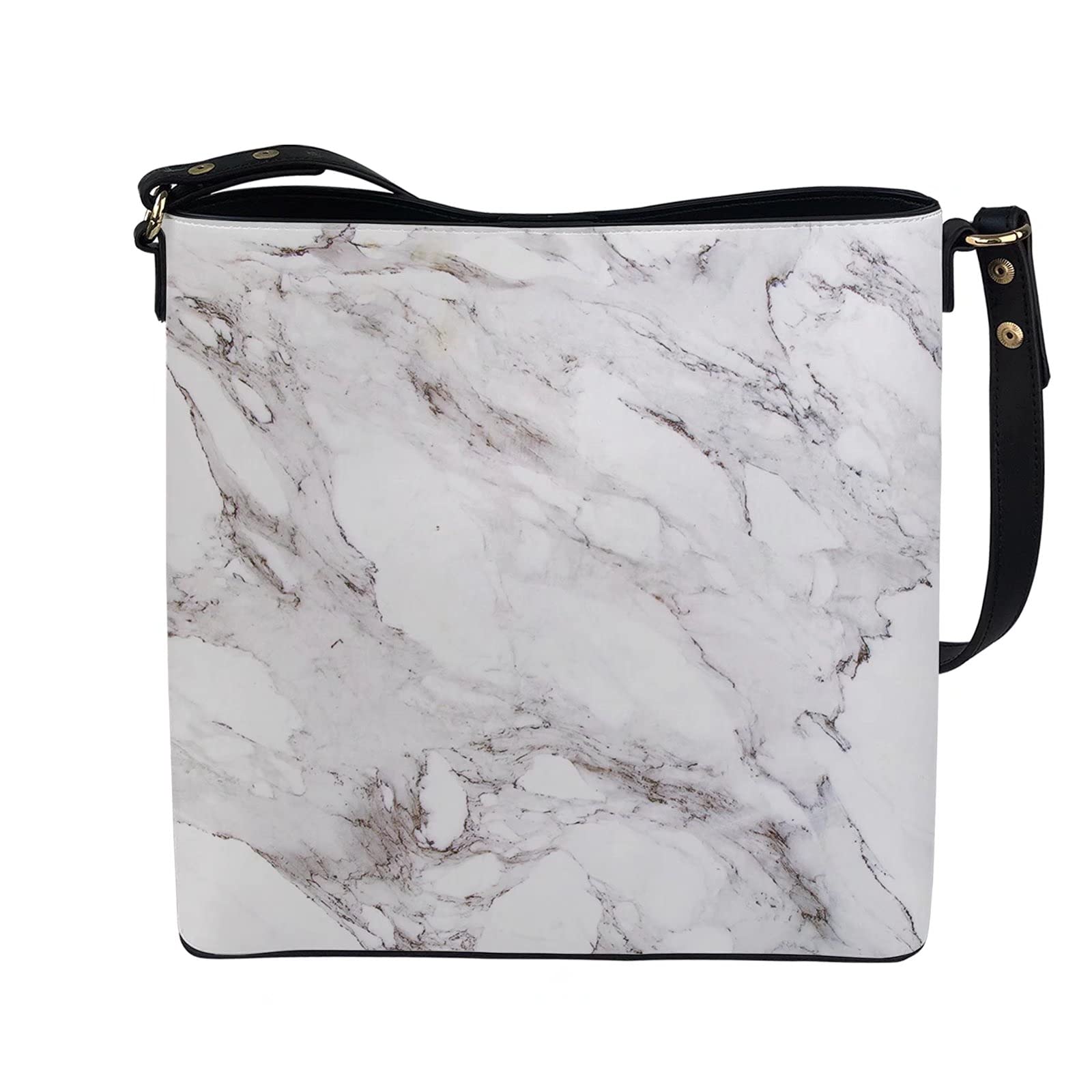 chaqlin Torby crossbody torba wiaderkowa damska damska torebka na ramię skóra PU podróżne zakupy praca torby kurierskie, biały marmur, Rozmiar Uniwersalny