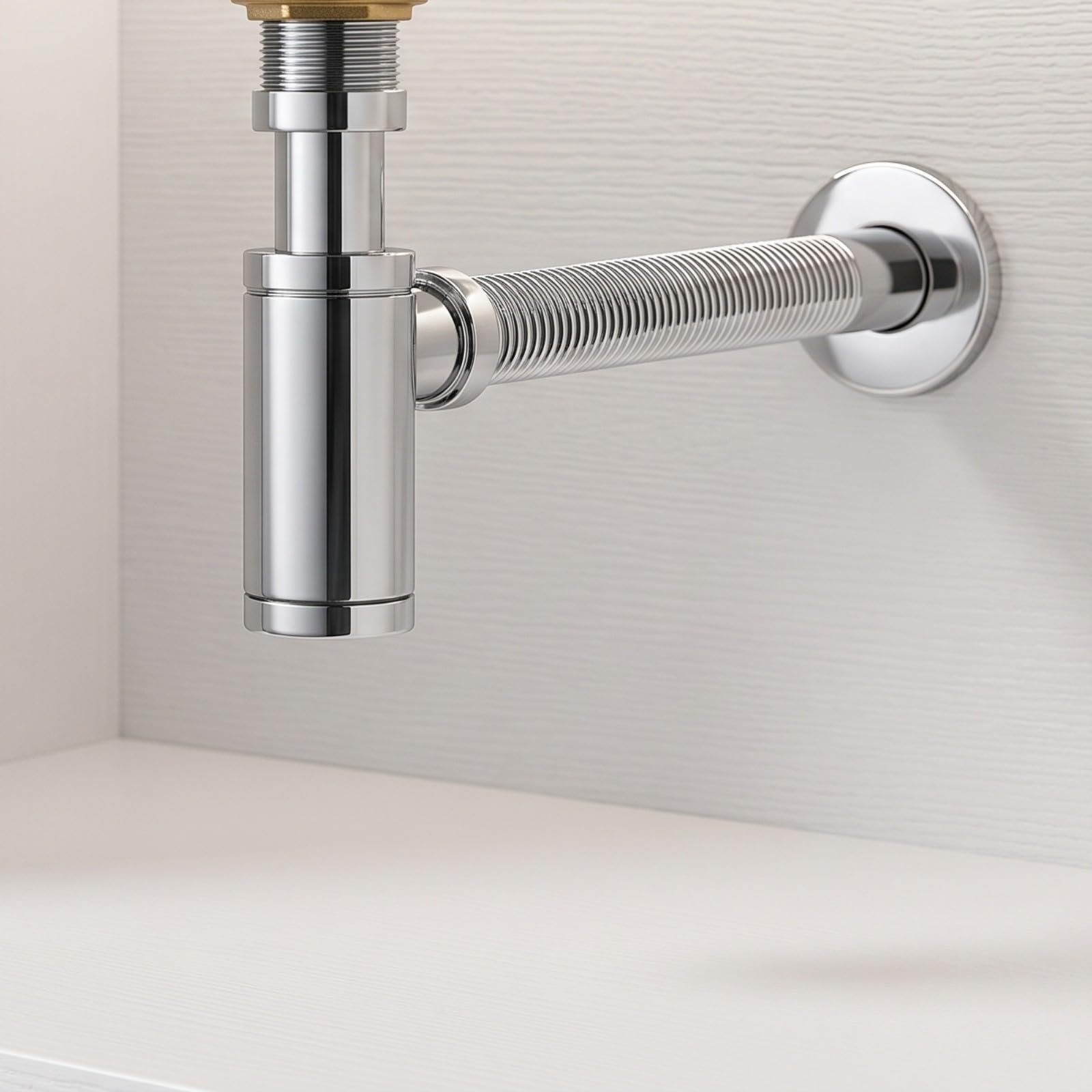 Escurridor Sifón Antiolor Fontanería Conjunto Tubo Residuos Redondo, para Lavabo, 30 Doblado Agujerado