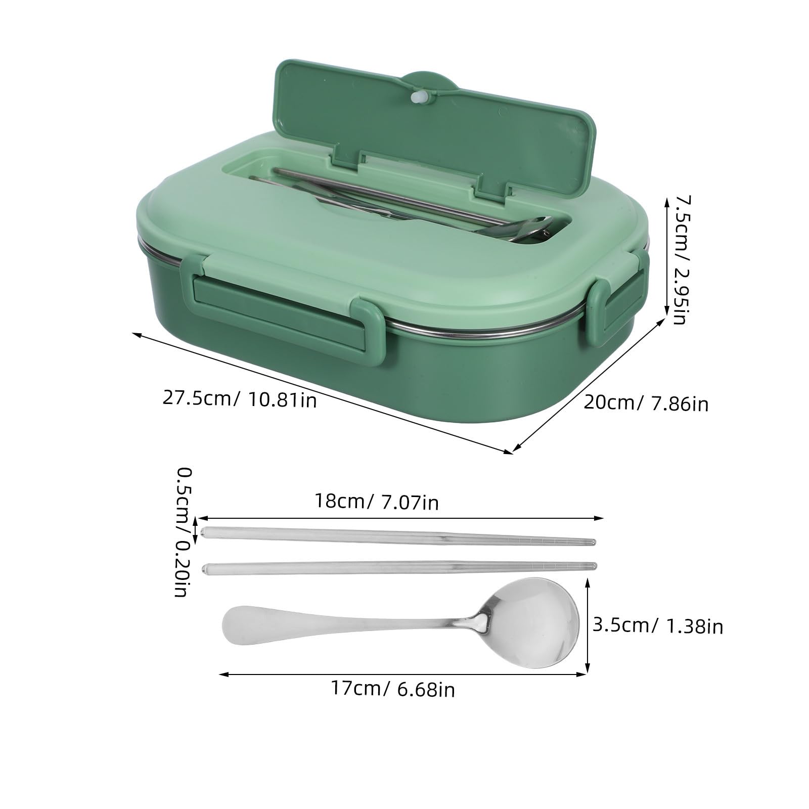 Uonlytech Fiambrera de Acero Inoxidable de 1500ml con 4 Compartimentos, Cierre Hermético Resistente y Vajilla Incluida para Escuela y Salidas Largas