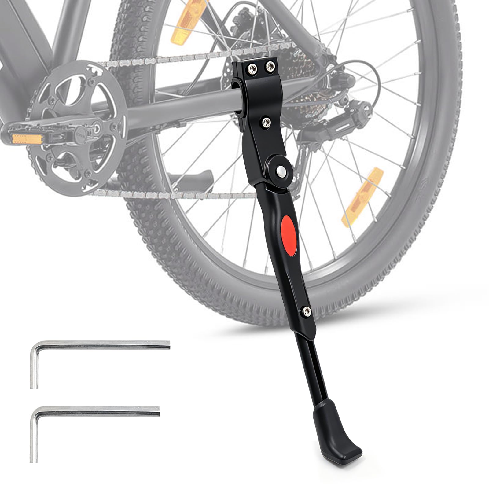 Fizleca Bike Kickstand, Adjustable Aluminium Alloy Side Stand for 24-28 Inch Mountain and Road Bikes, Lightweight and Durable, Includes 2 Allen Wrenches - Essential Bike Accessories