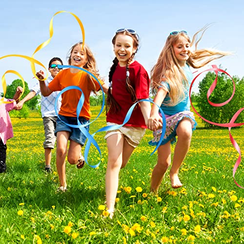 Image of 32 Pieces Dance Ribbons Rhythmic Gymnastics Rainbow Streamers, Kids Artistic Baton Twirling Ribbons with Non-Slip Handle for Dance Party, Talent Shows, Dance Gymnastics, 16 Colors