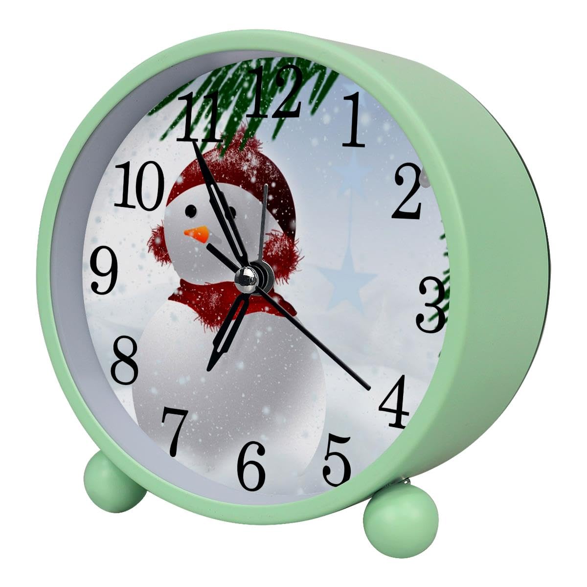Luoweisi Alarm Clock Snowman Winter, Silent Non-Ticking with Night Light