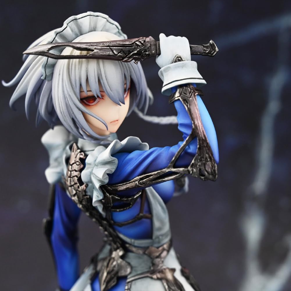 DEXSHUN Izayoi Sakuya Figura de Anime Ilustración Personaje Figura Anime Estatua Modelo de PVC Escultura Decoración Coleccionable Regalo para los fans del anime, 26 cm