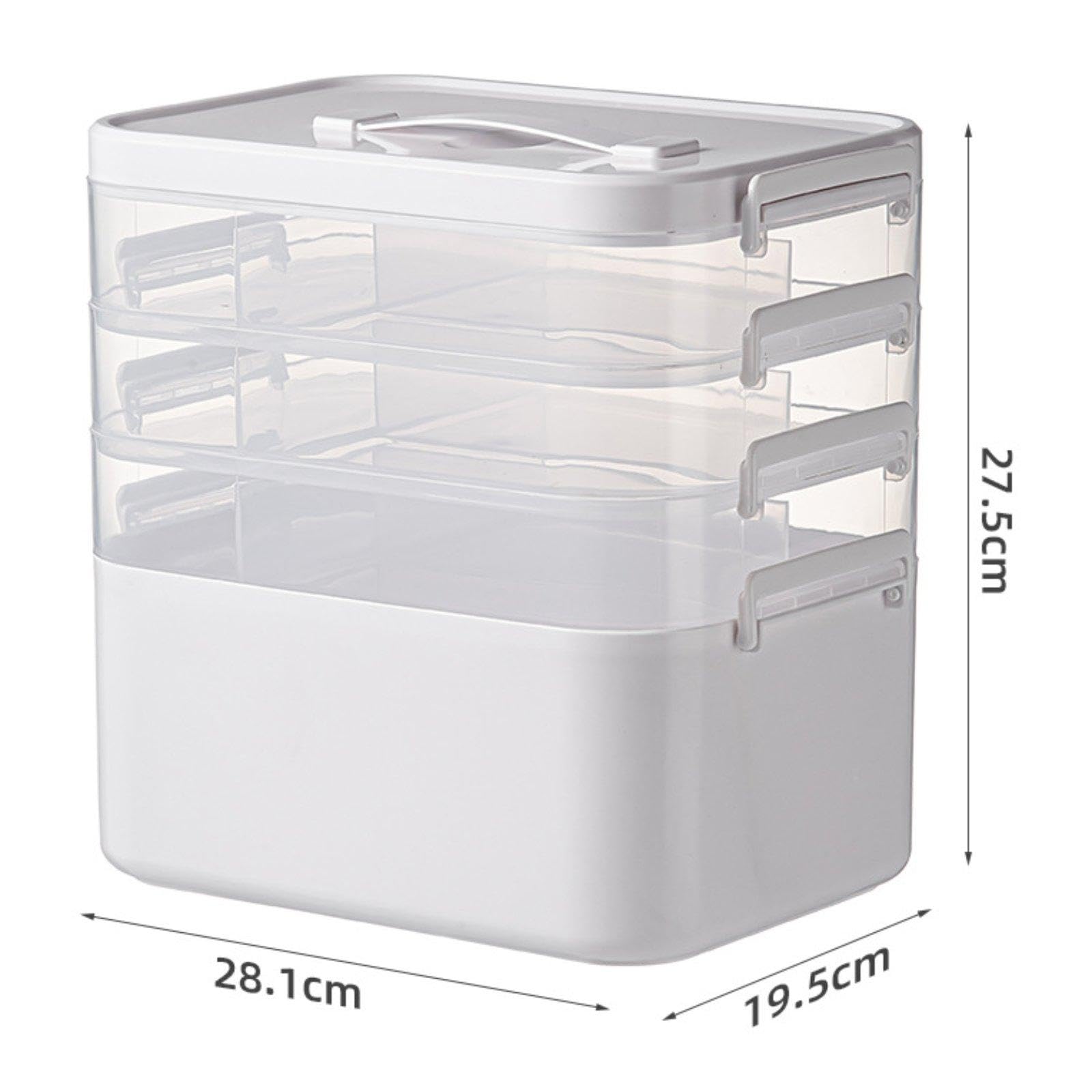 Scatola Porta Medicine Organizer Contenitore Multifunzione con Vassoio Maniglia E Scomparti in PP Adatta per Trasporto Scuola Bagno, 28.1 X 19.5 X 27.5
