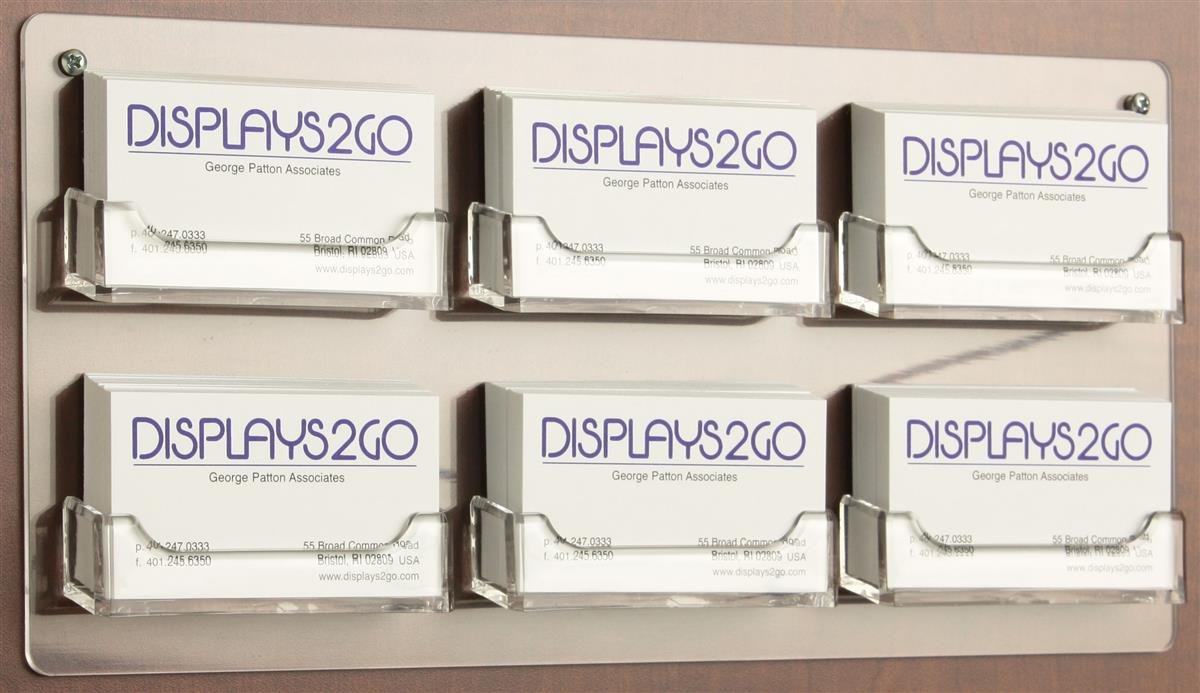 Displays2go Set of 15 Clear Acrylic Business Card Holders Wall Mounted 6 Pocket Literature Rack