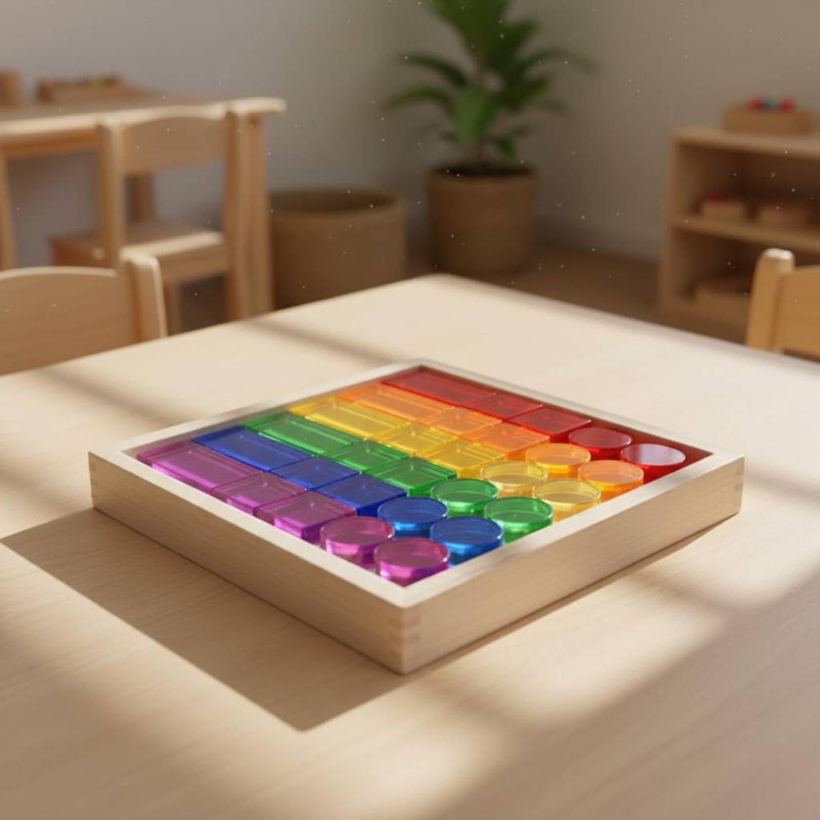 MagiDeal 30 Piezas Bloques de Construcción Infantiles Acrílicos Juguete de Aprendizaje con Piezas Translúcidas Que Captan la Luz Adecuado para Proyectos Steam Aula de Preescolar Casa