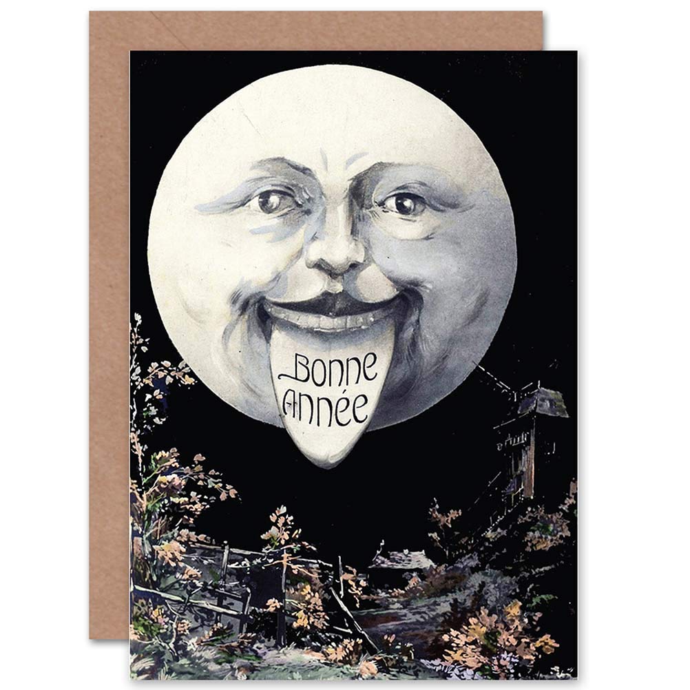 Wee Blue Coo CARD GREETING NEW YEAR HOGMANAY BONNE ANNEE MOON GIFT