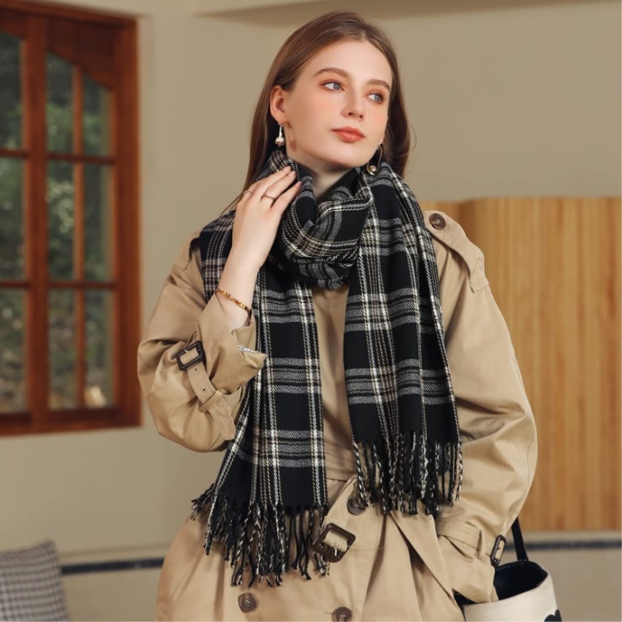 Bufanda Chal Bufanda Con Estampado De Líneas Invierno Para Mujer Bufanda Suave Y Cálida Cómoda Para Dama Suave y Cálida