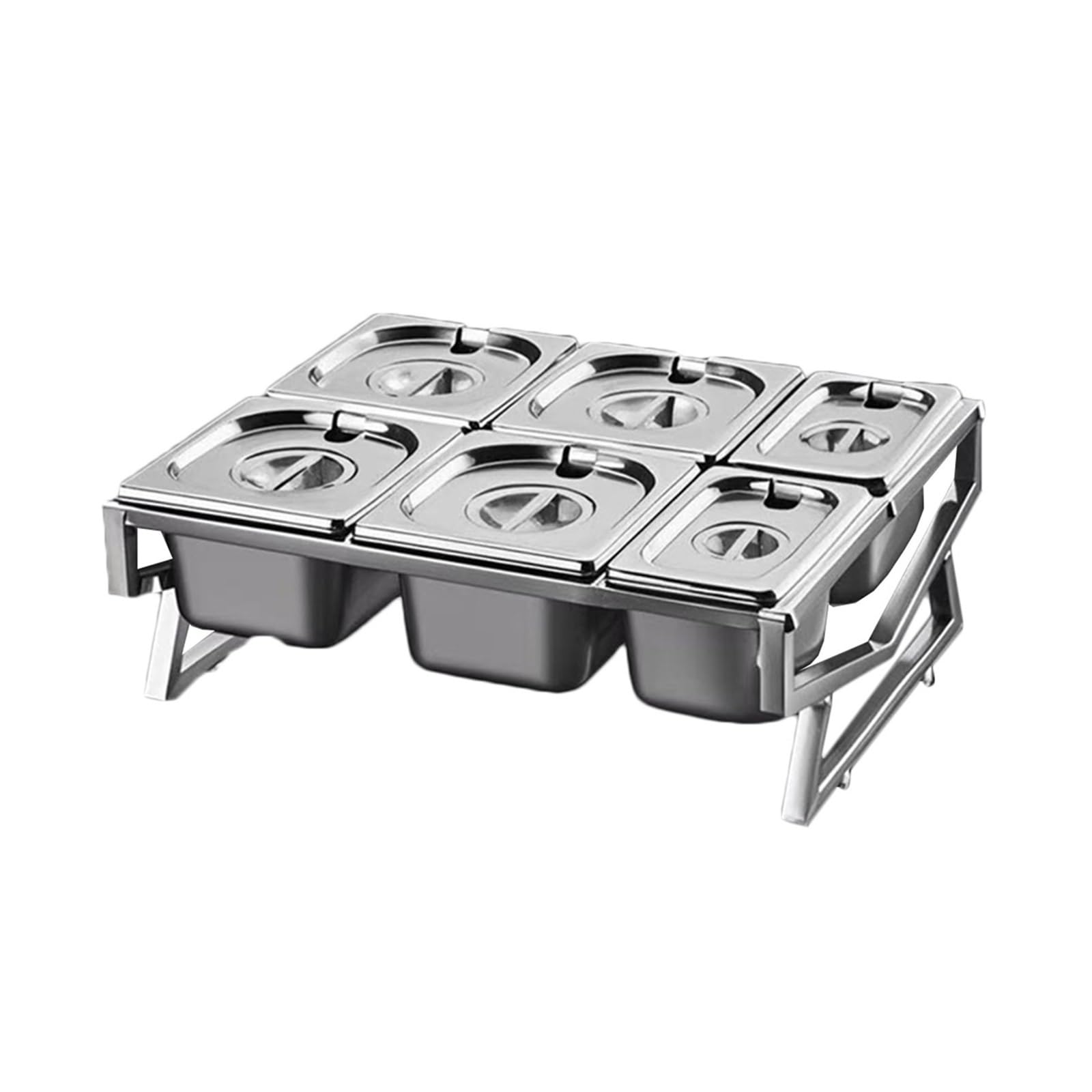 WDSOPK Stainless Steel Spice Rack with Retractable Cover 6 Compartment Kitchen Countertop Storage Solution Perfect for Easy Access & Neat Spices