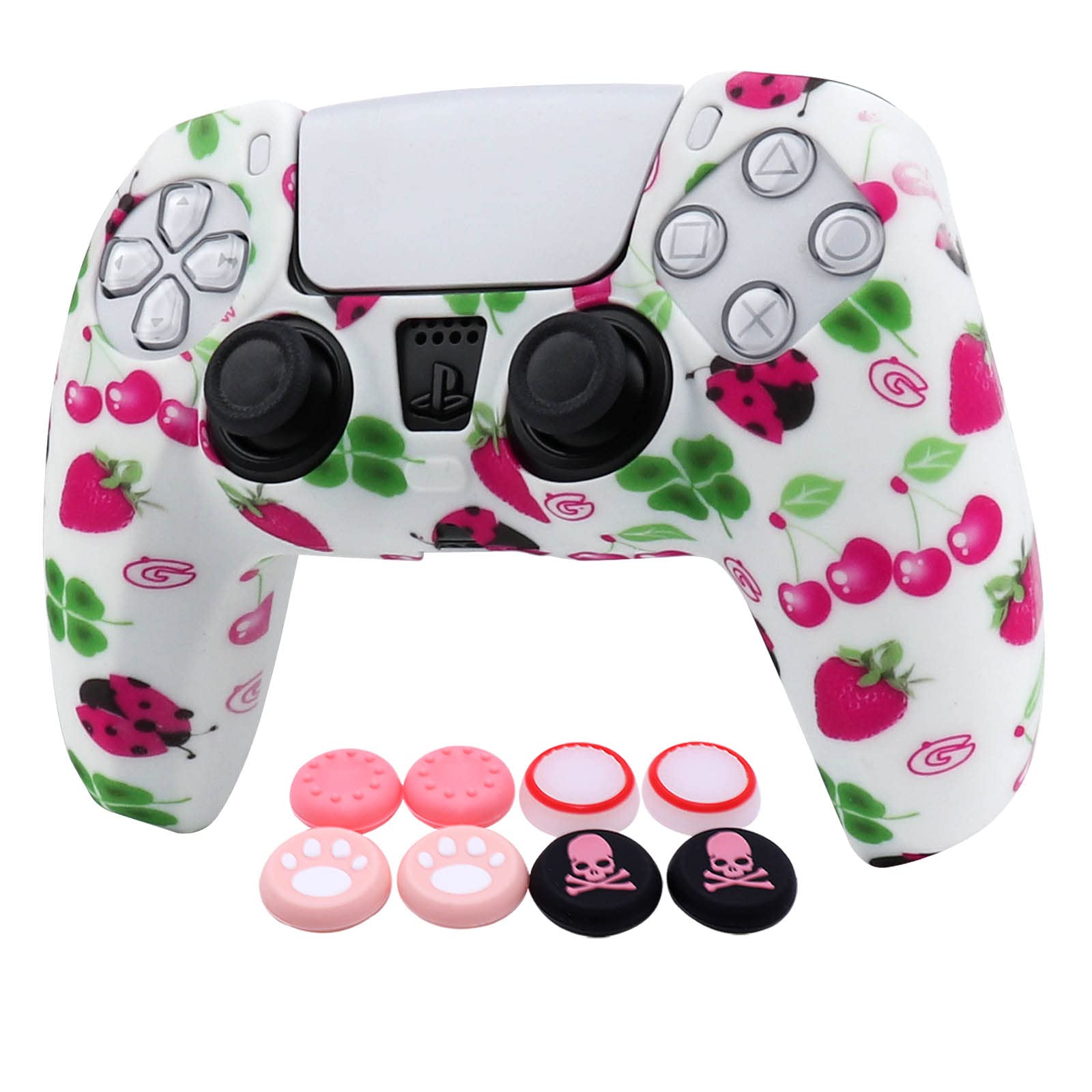 RALAN Fruit Controller Skins for PS5，Silicone Controller Cover Skin Protector Compatible PS5 Controller with 2 Cute Thumb Grips Caps