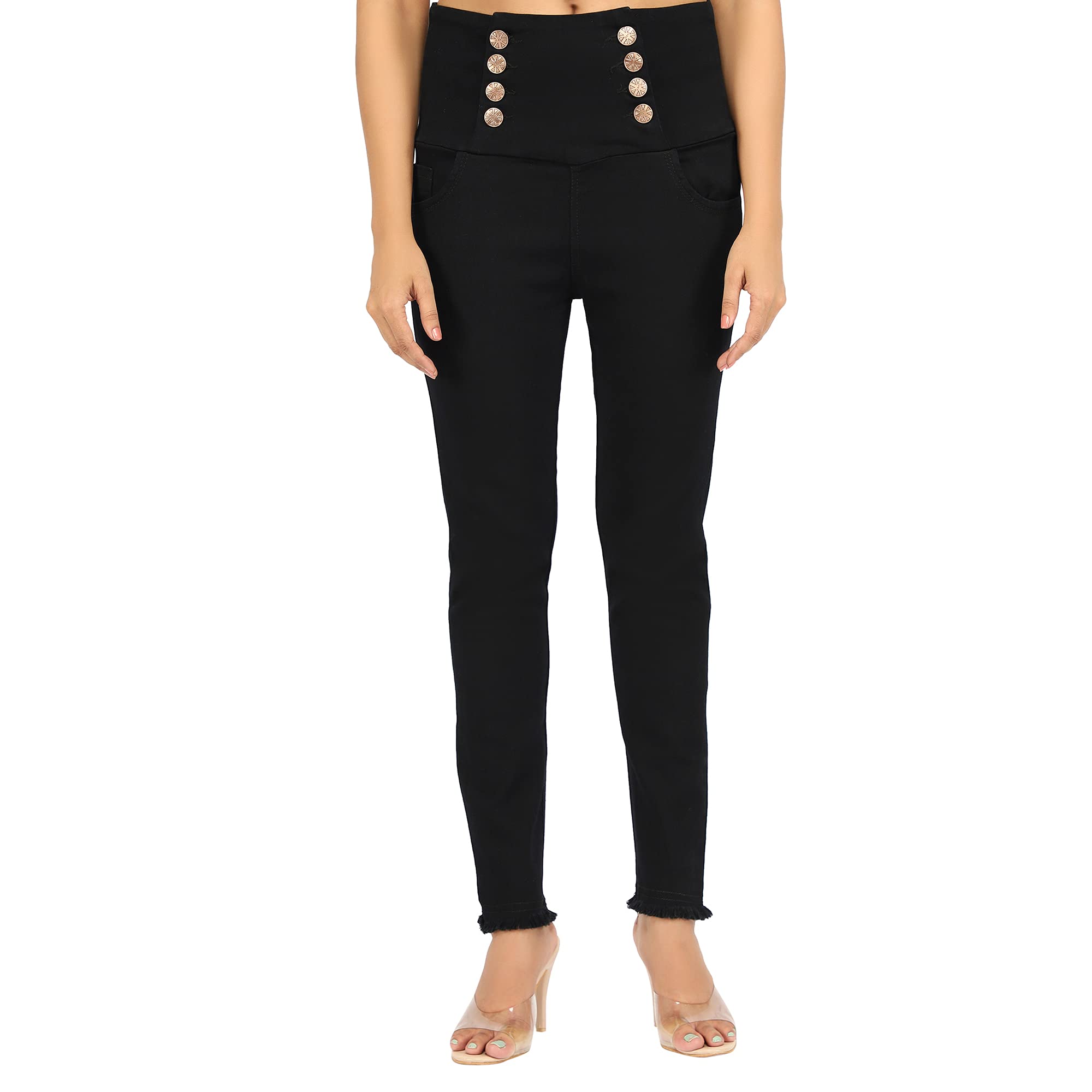 AngelFabWomen Stretchable Ankle Length Jeans Skinny Fit Solid High Waist for Women