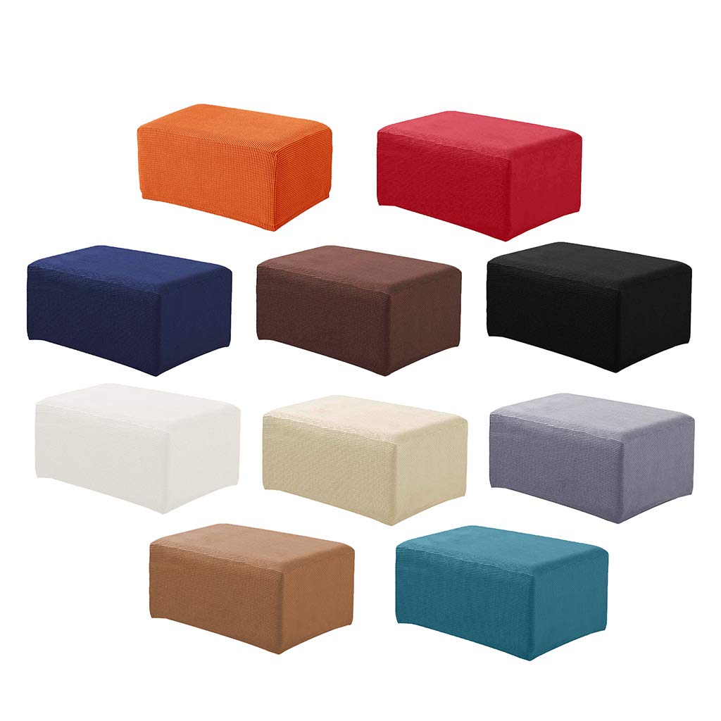 Stretch Ottoman Pouf Cover Footrest Stool Slipcover Protector White | Home & Garden | Furniture | Slipcovers-image-14